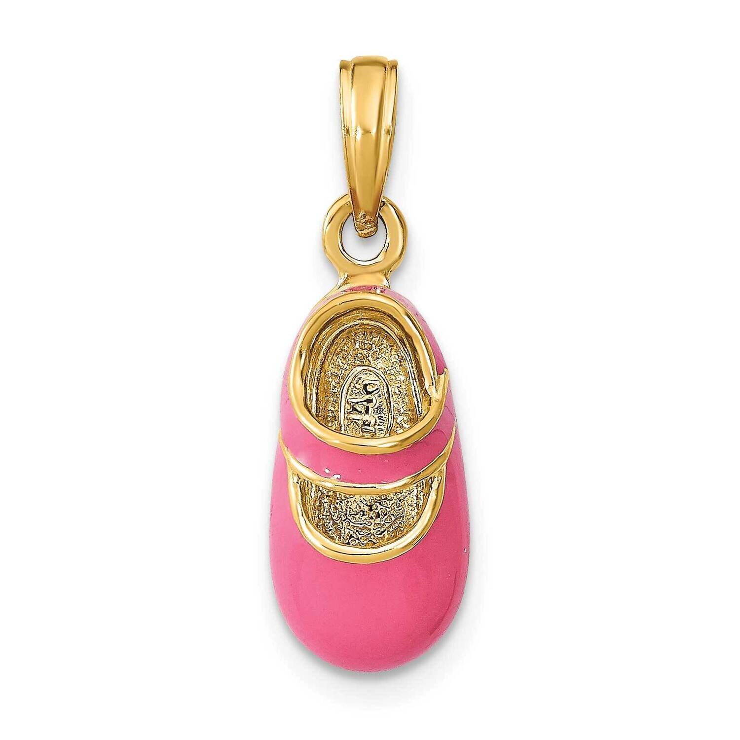 Pink Enamel 3-D Baby Shoe Charm 14k Gold K7031, MPN: K7031, 63721813991