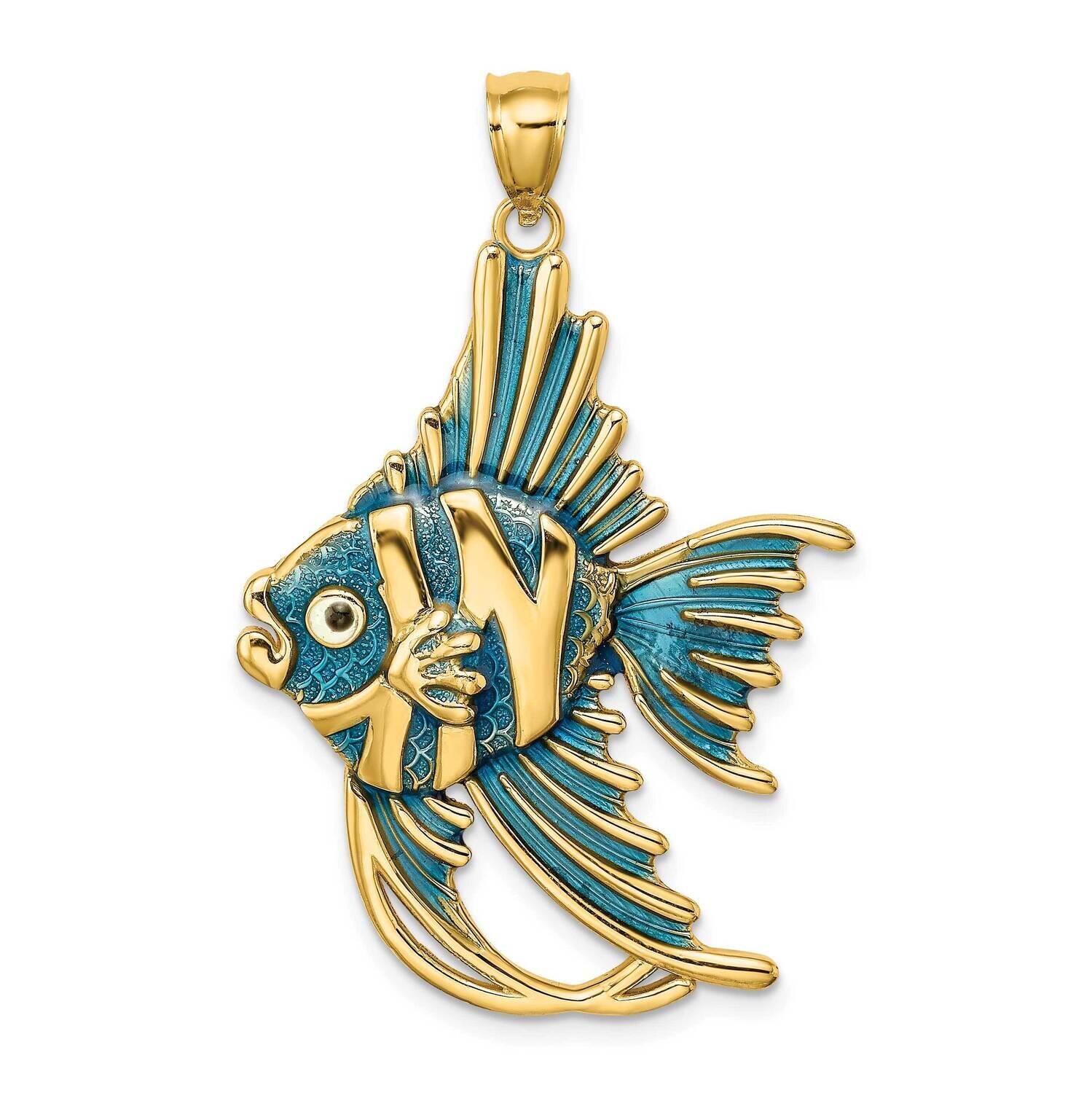 Blue Enamel Angelfish Charm 14k Gold K7053, MPN: K7053, 637218140909