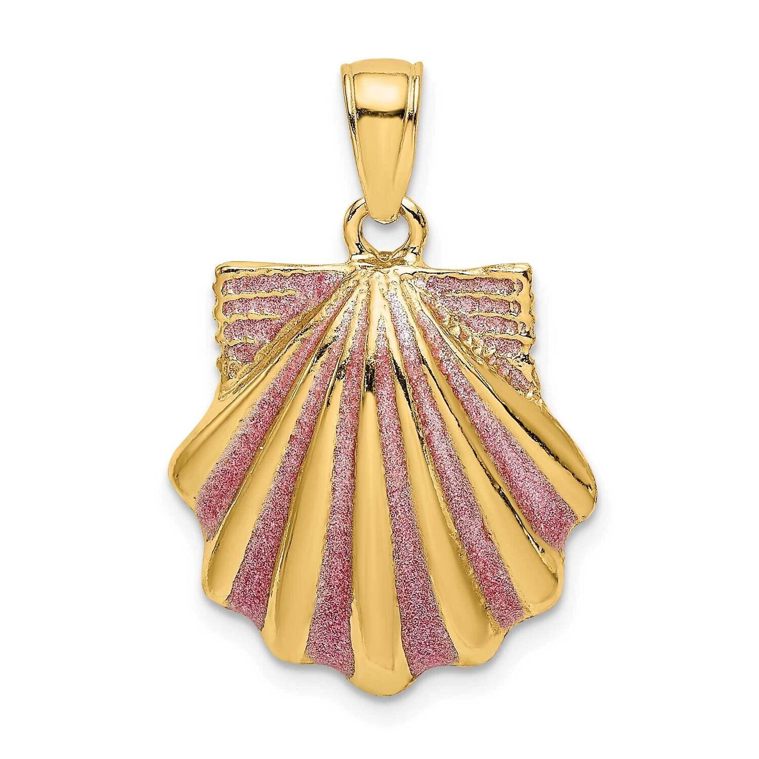 Pink Enamel Scallop Shell Charm 14k Gold 2-D K7063, MPN: K7063, 637218147731