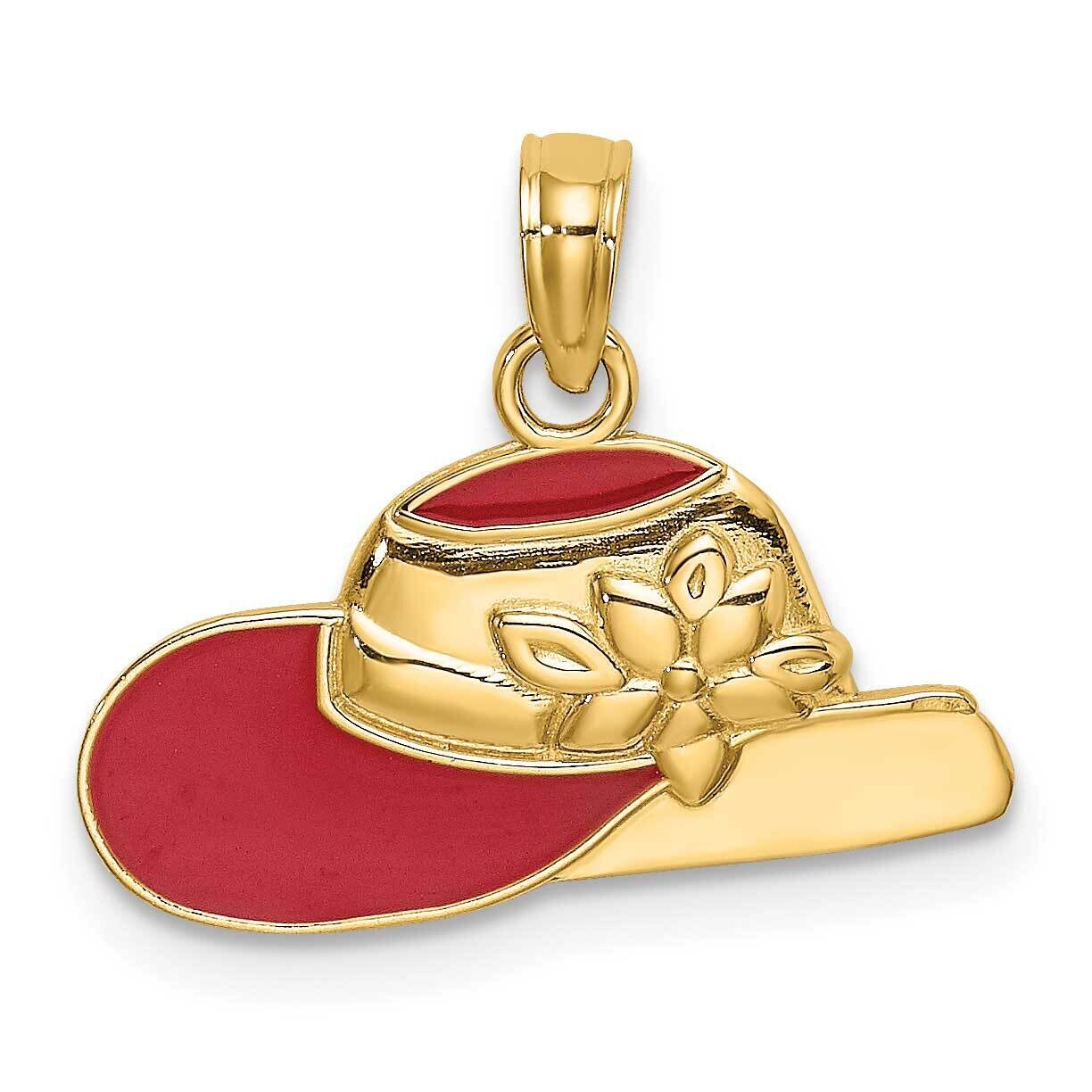 2-D Red Enamel Hat Charm 14k Gold Polished K7076, MPN: K7076, 637218169337