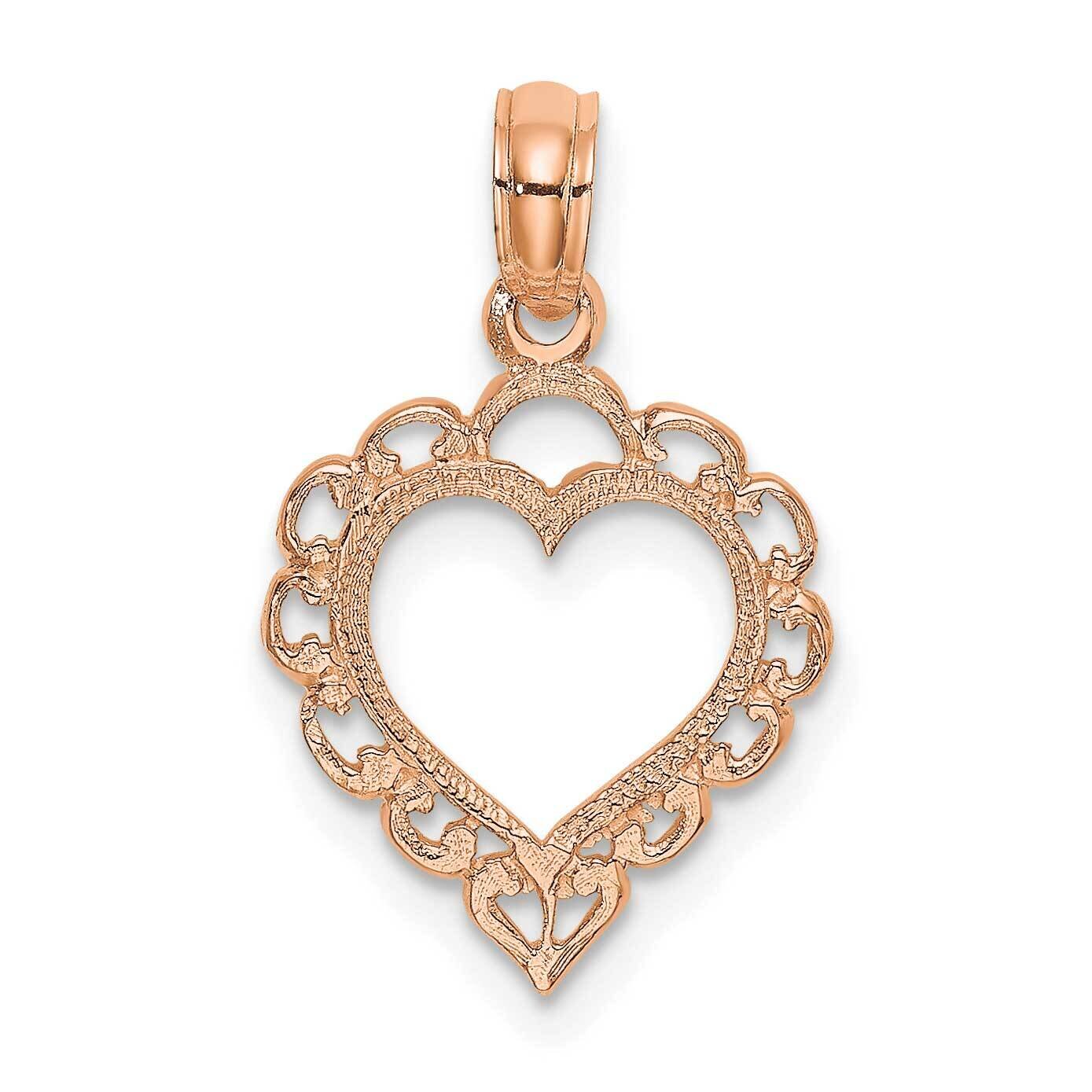 Lace Border Heart Pendant 14k Rose Gold Polished K7097R, MPN: K7097R,