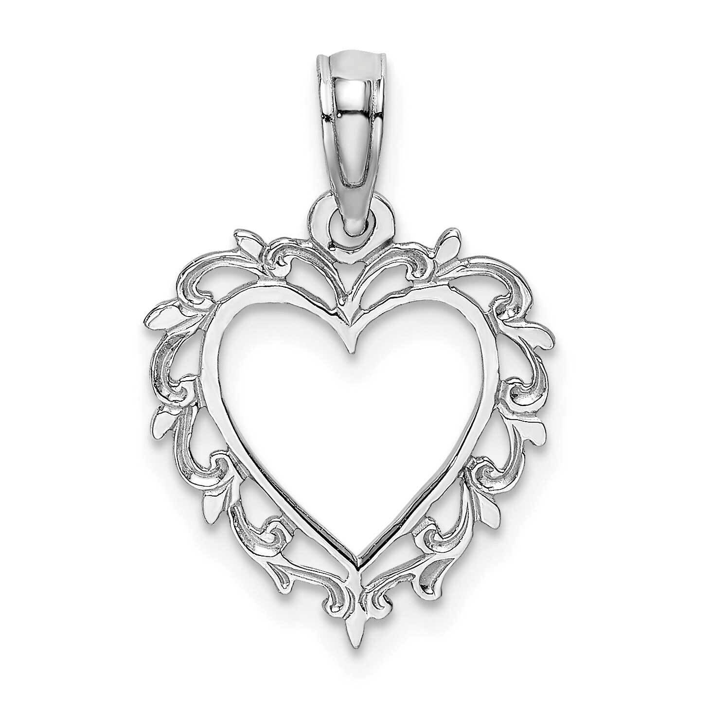 Heart with Lace Trime Charm 14k White Gold K7099W