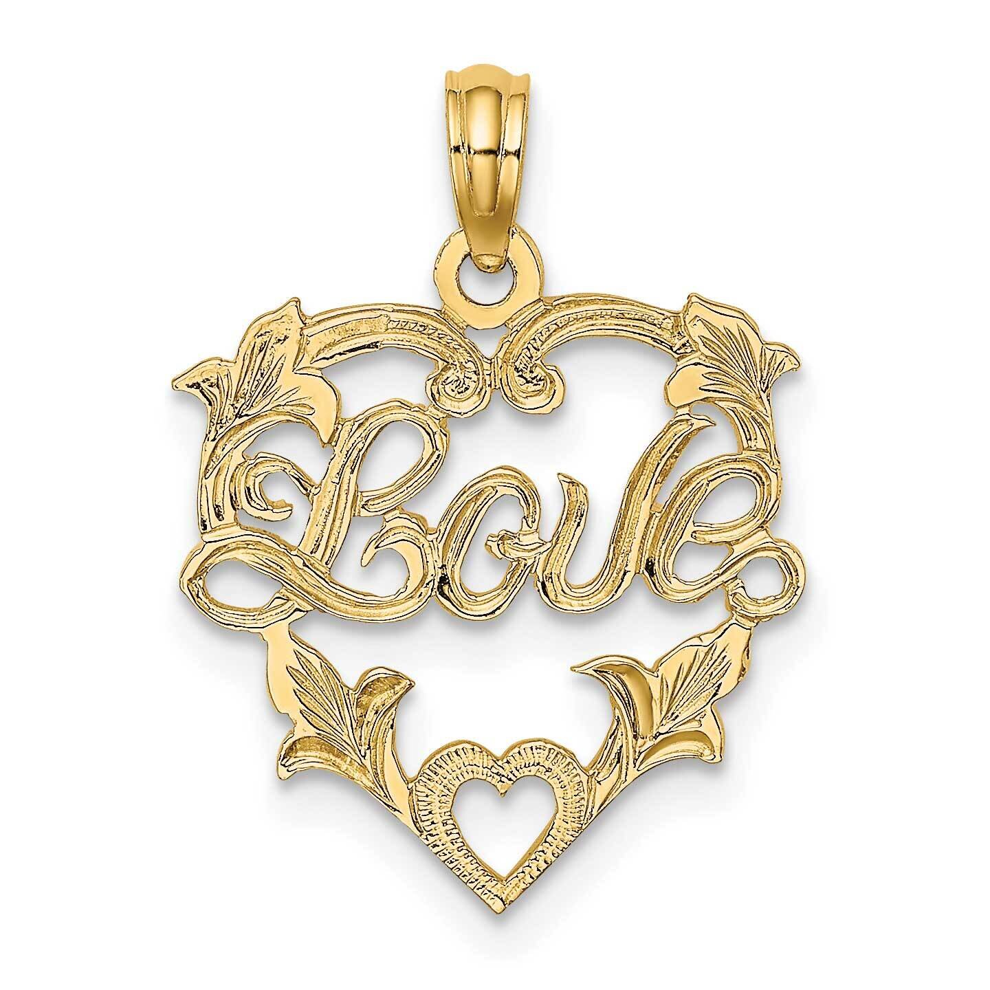 Love In Heart with Floral Design Charm 14k Gold K7100, MPN: K7100, 637218006458