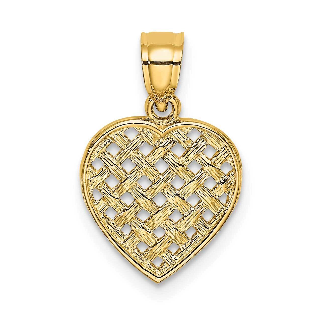 Textured Woven Heart Charm 14k Gold Cut-out K7101, MPN: K7101, 637218006465