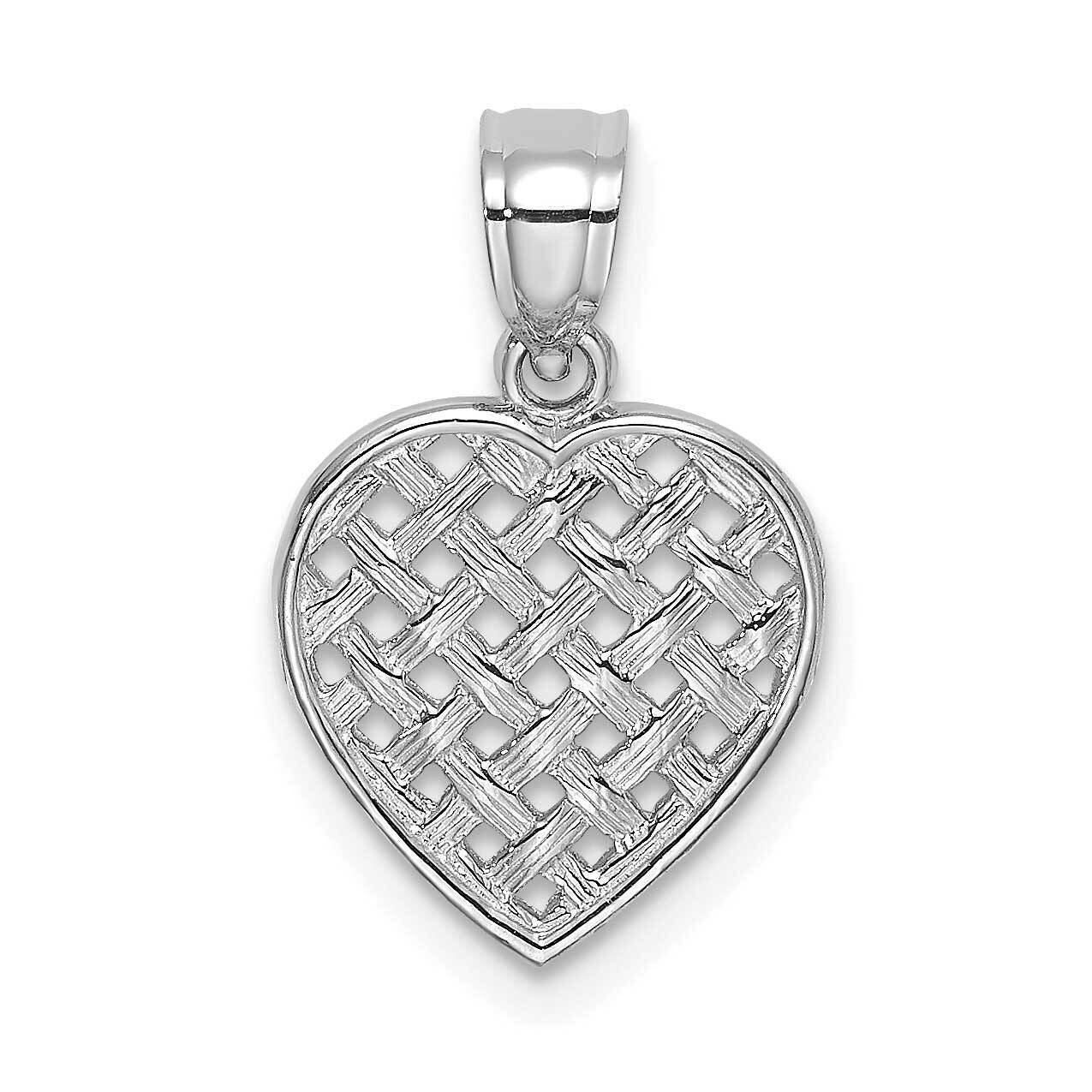 Cut-Out Textured Woven Heart Charm 14k White Gold K7101W, MPN: K7101W,