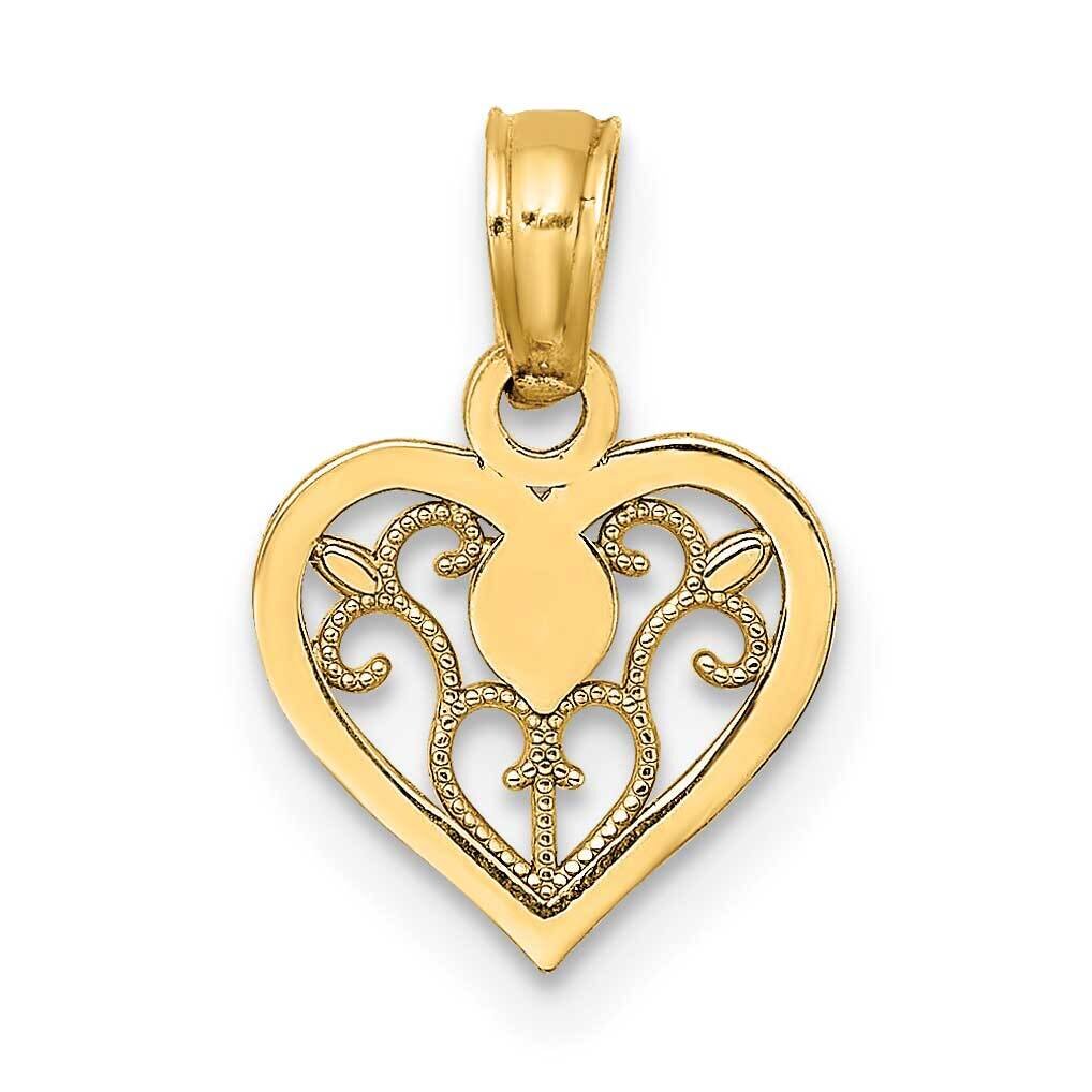 Filigree Heart Pendant 14k Gold Polished K7103