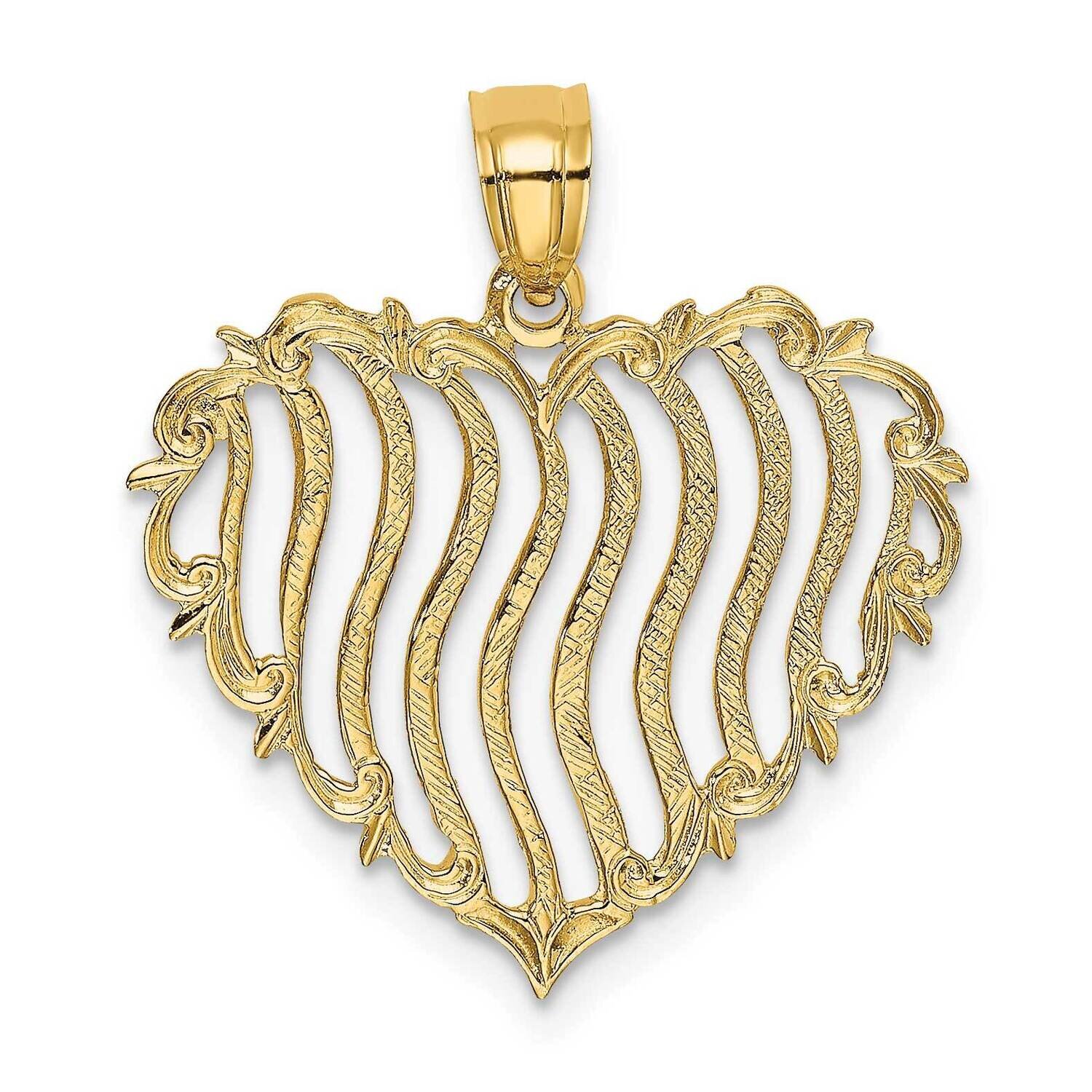 Heart Charm 14k Gold Polished & Engraved K7106