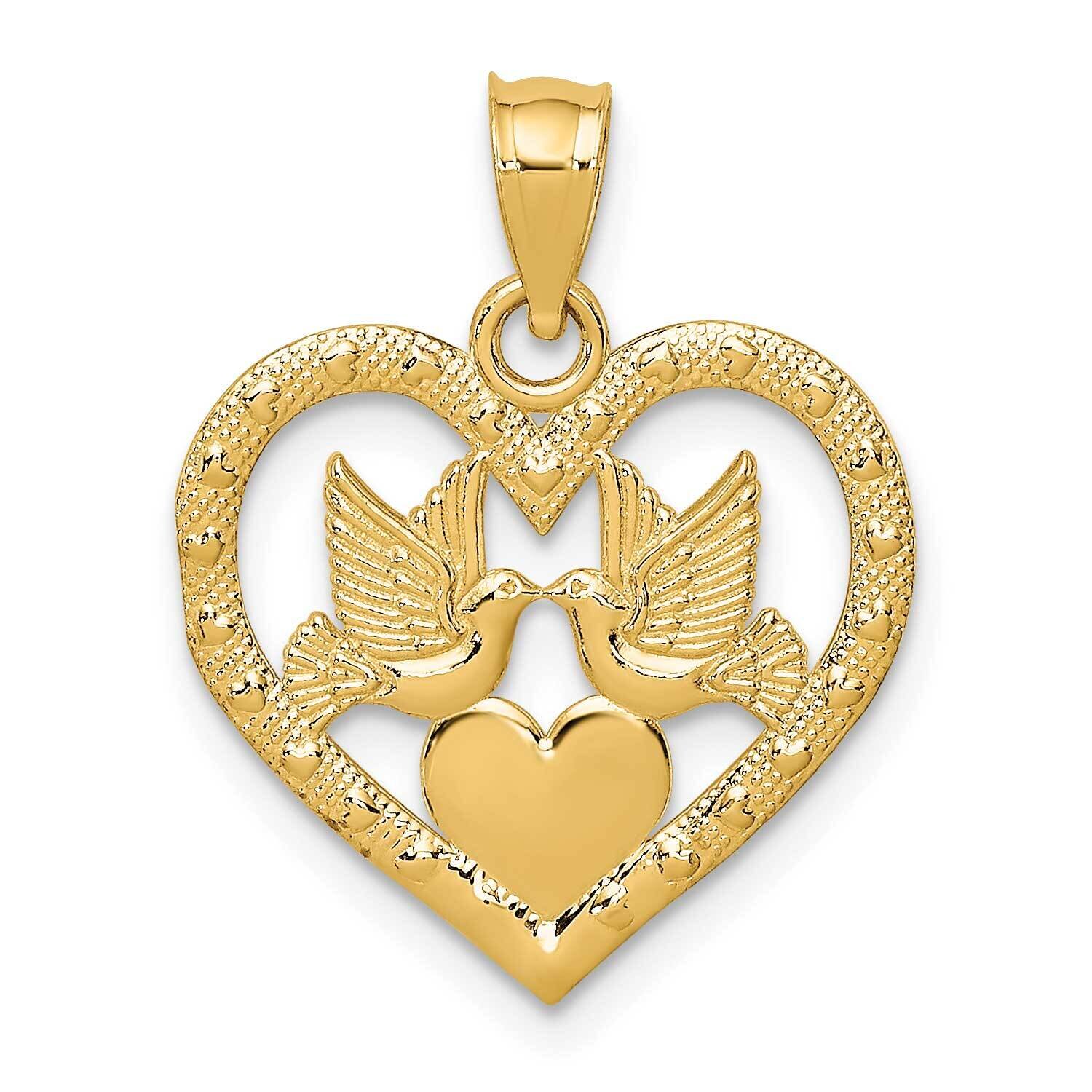 Doves In Heart Charm 14k Gold K7129, MPN: K7129, 637218086450