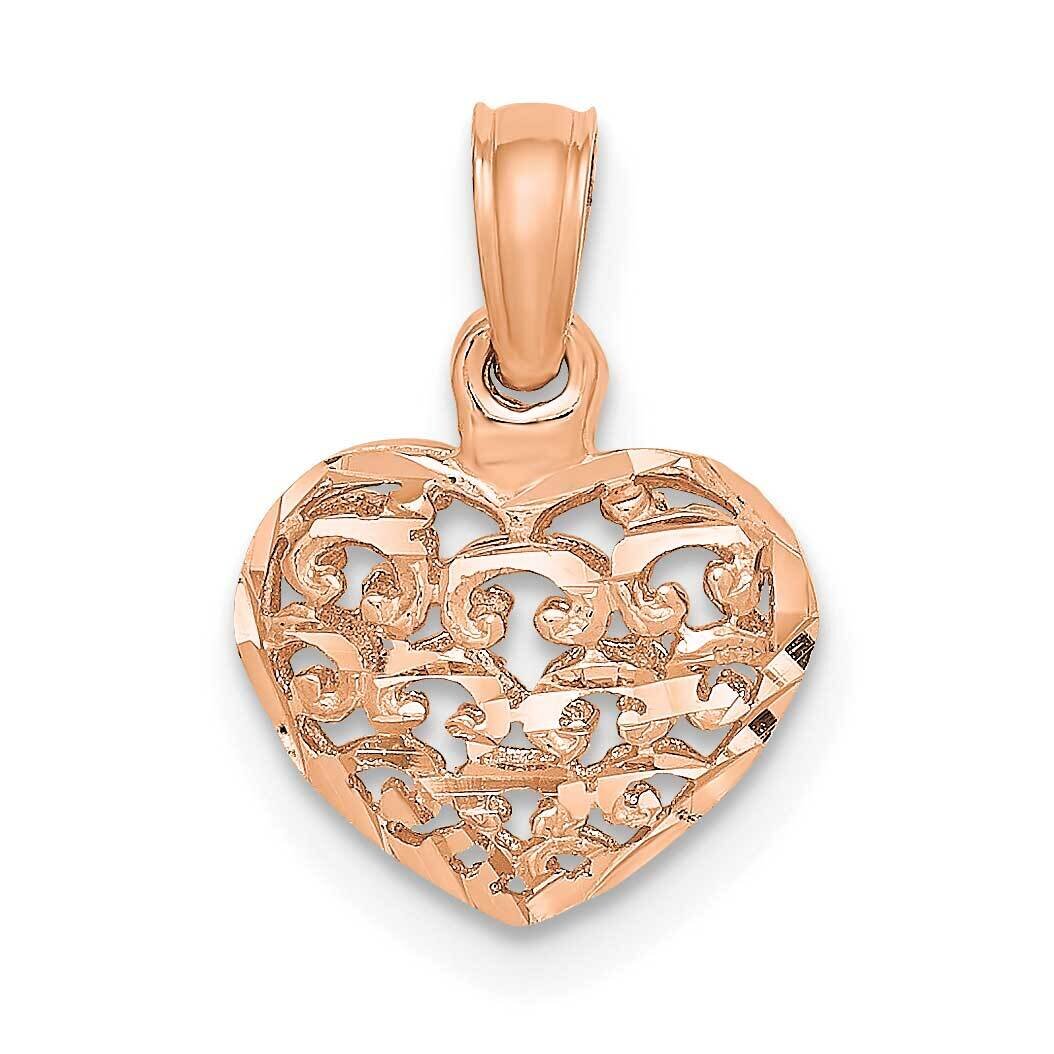 3-D Heart Pendant 14k Rose Gold Polished K7130R, MPN: K7130R,