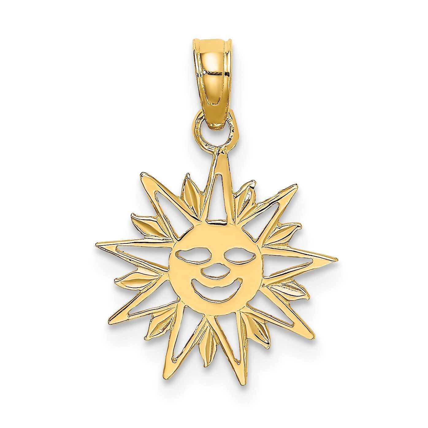 Smiling Sun Charm 14k Gold K7156