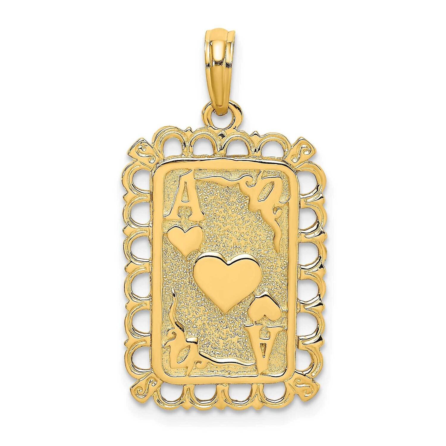 Hearts with Ace Playing Cards Charm 14k Gold K7161