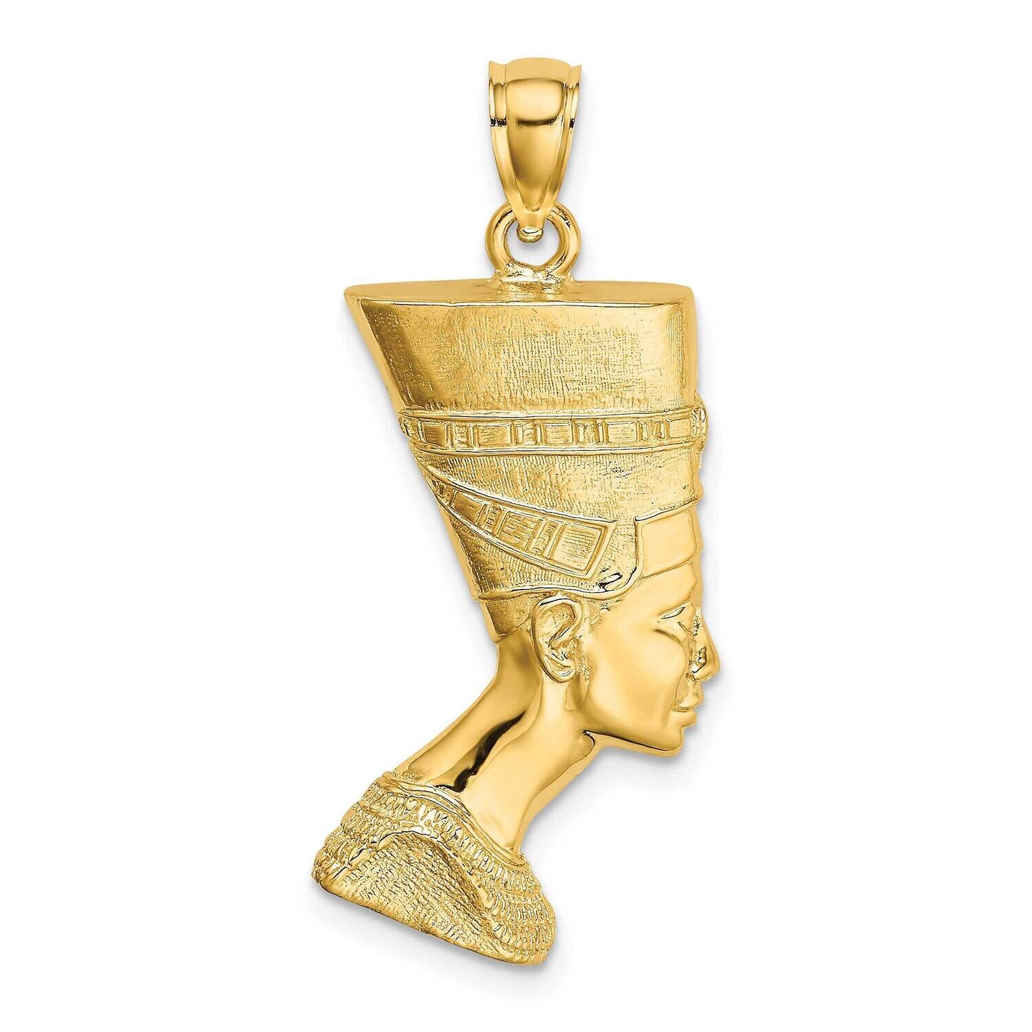 Polished Textured Nefertiti Profile Charm 14k Gold 2-D K7167