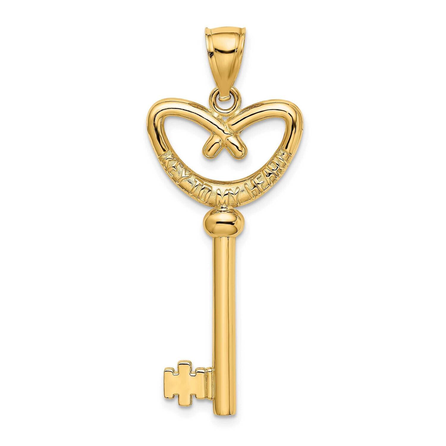 Key with Pretzel Heart Charm 14k Gold K7168, MPN: K7168, 637218008971