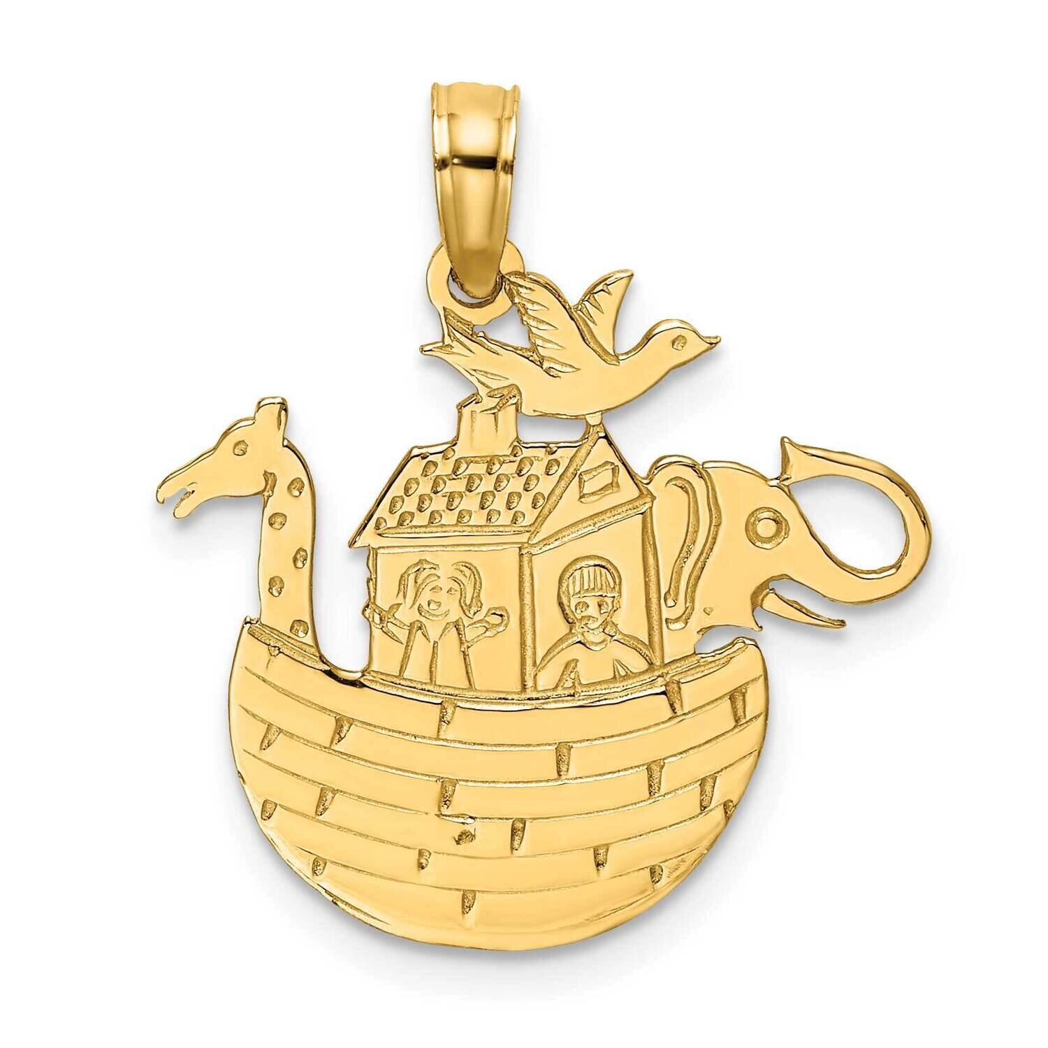 Engraved Flat Noah'S Ark Charm 14k Gold K7171
