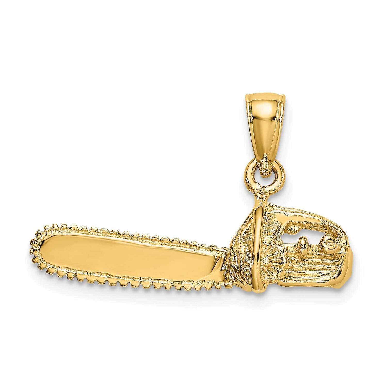 Small Chain Saw Charm 14k Gold 3-D K7176