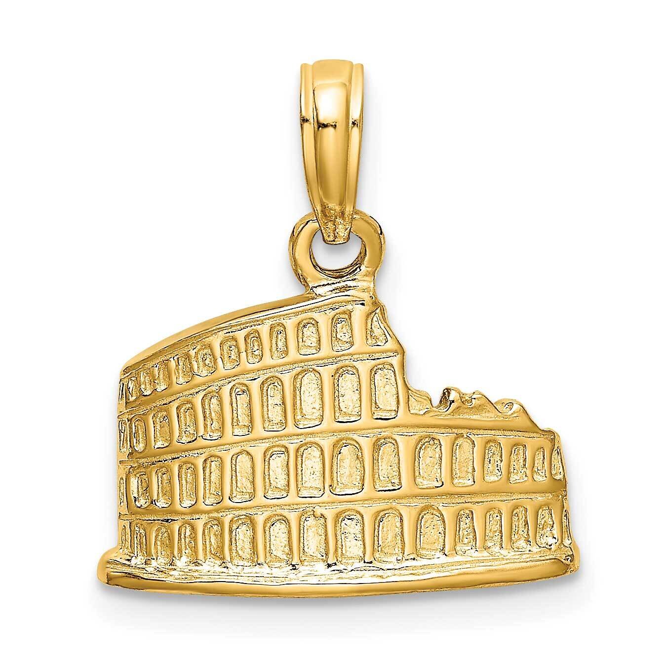 Texture 2-D Coliseum Charm 14k Gold K7183