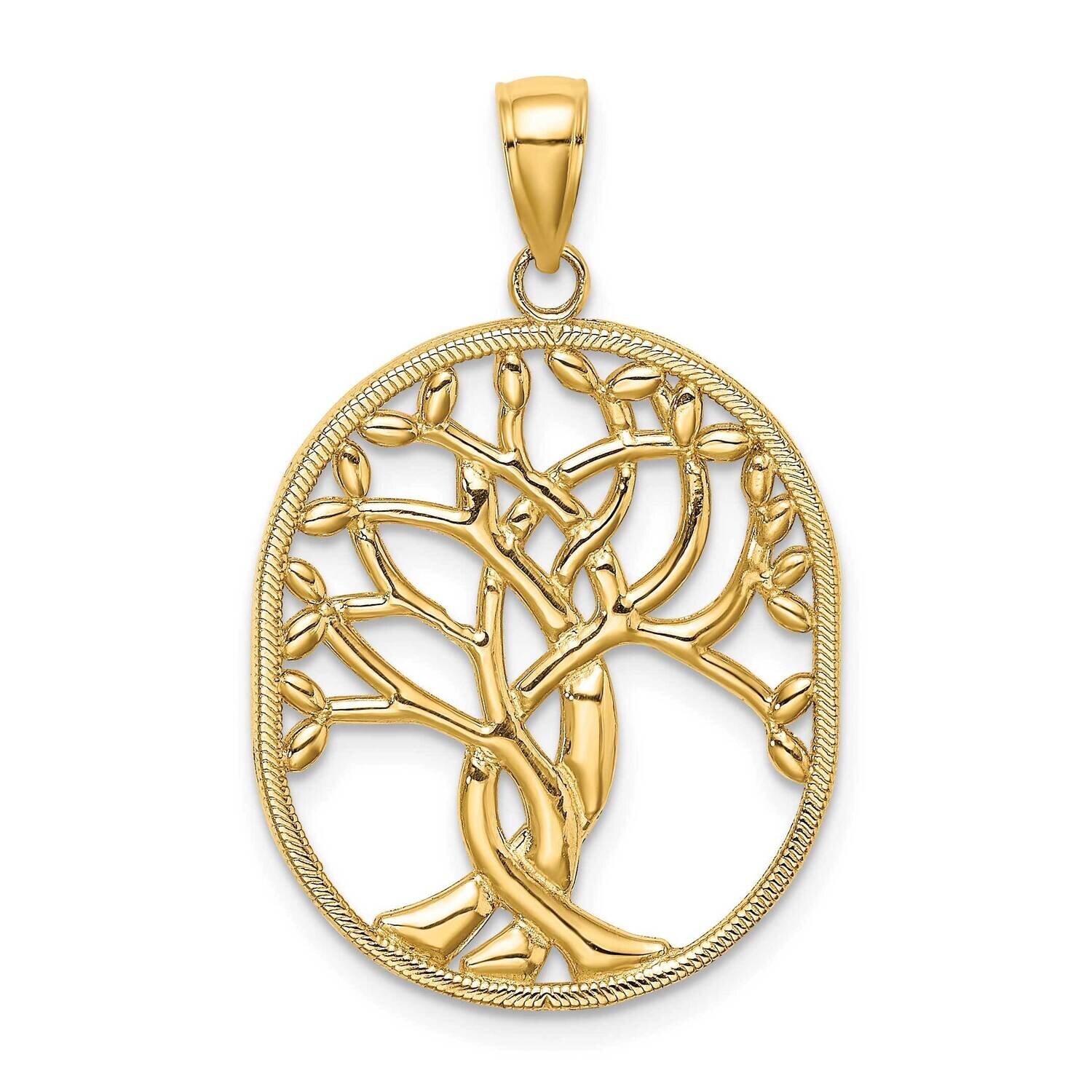 Tree of Life Celtic Knot In Oval Frame 14k Gold K7192