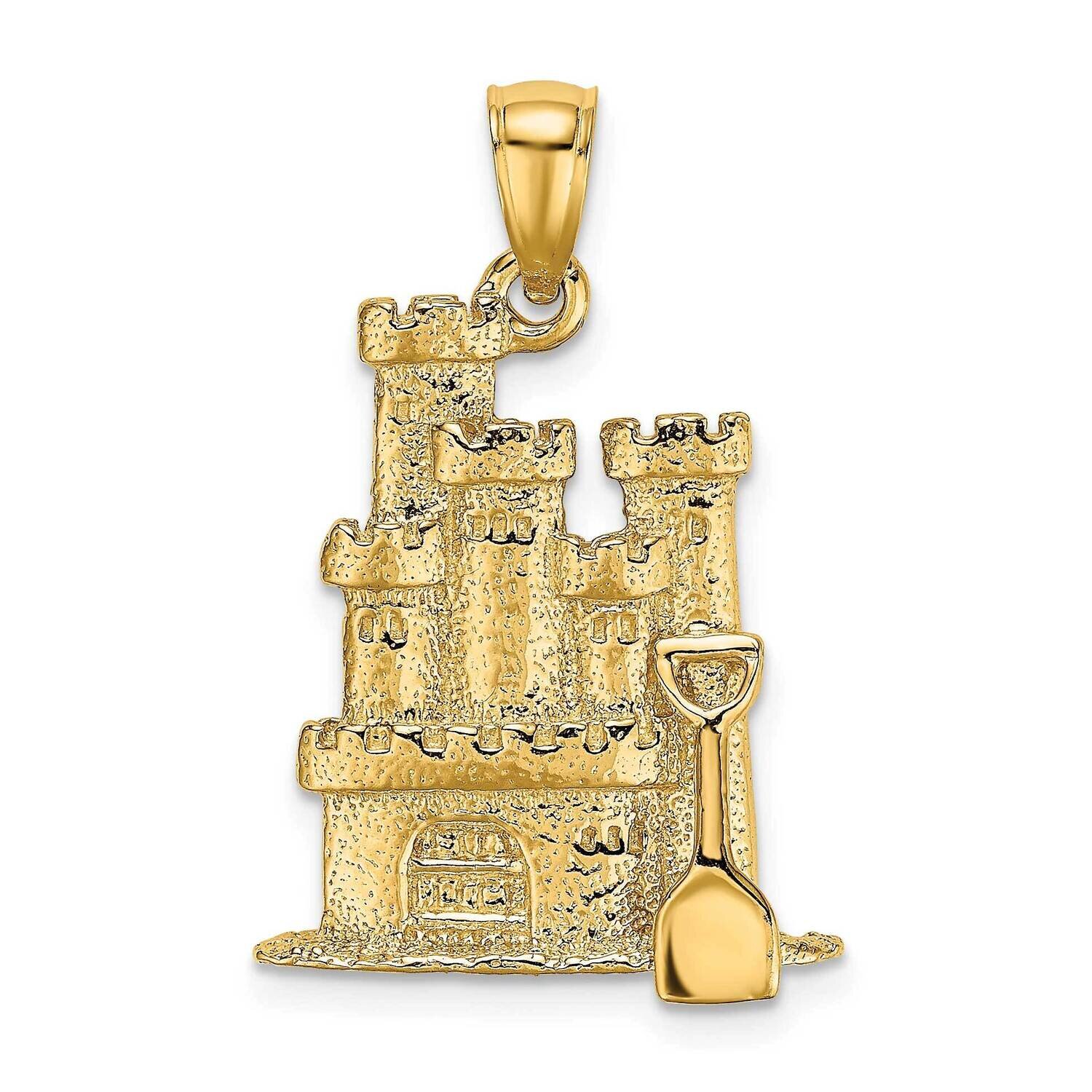 Sand Castle with Shovel Charm 14k Gold 3-D Textured K7205, MPN: K7205, 637218047154