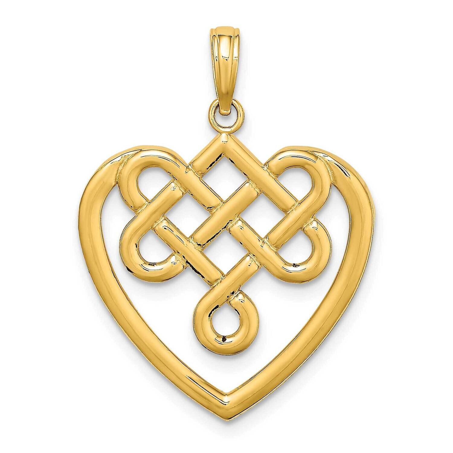 Lrg Celtic Knot Heart Charm 14k Gold K7209