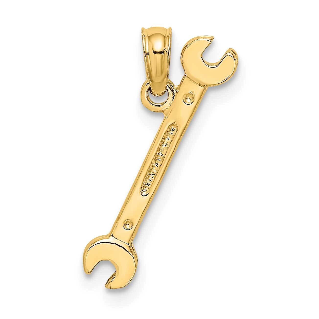 Double Open-Ended Wrench Charm 14k Gold 3-D K7222
