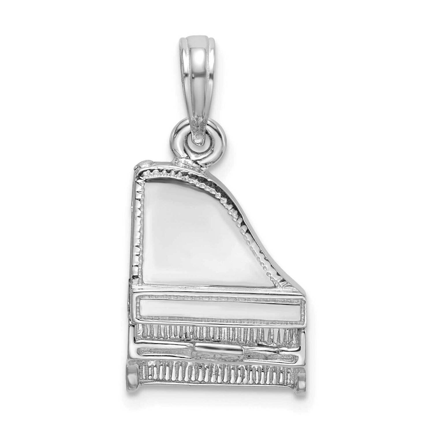Moveable Grand Piano Charm 14k White Gold 3-D K7236W, MPN: K7236W, 637218125906