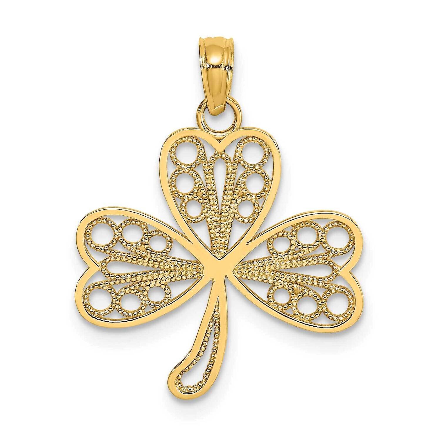 Filigree 3-Leaf Clover Charm 14k Gold K7242, MPN: K7242, 637218066704