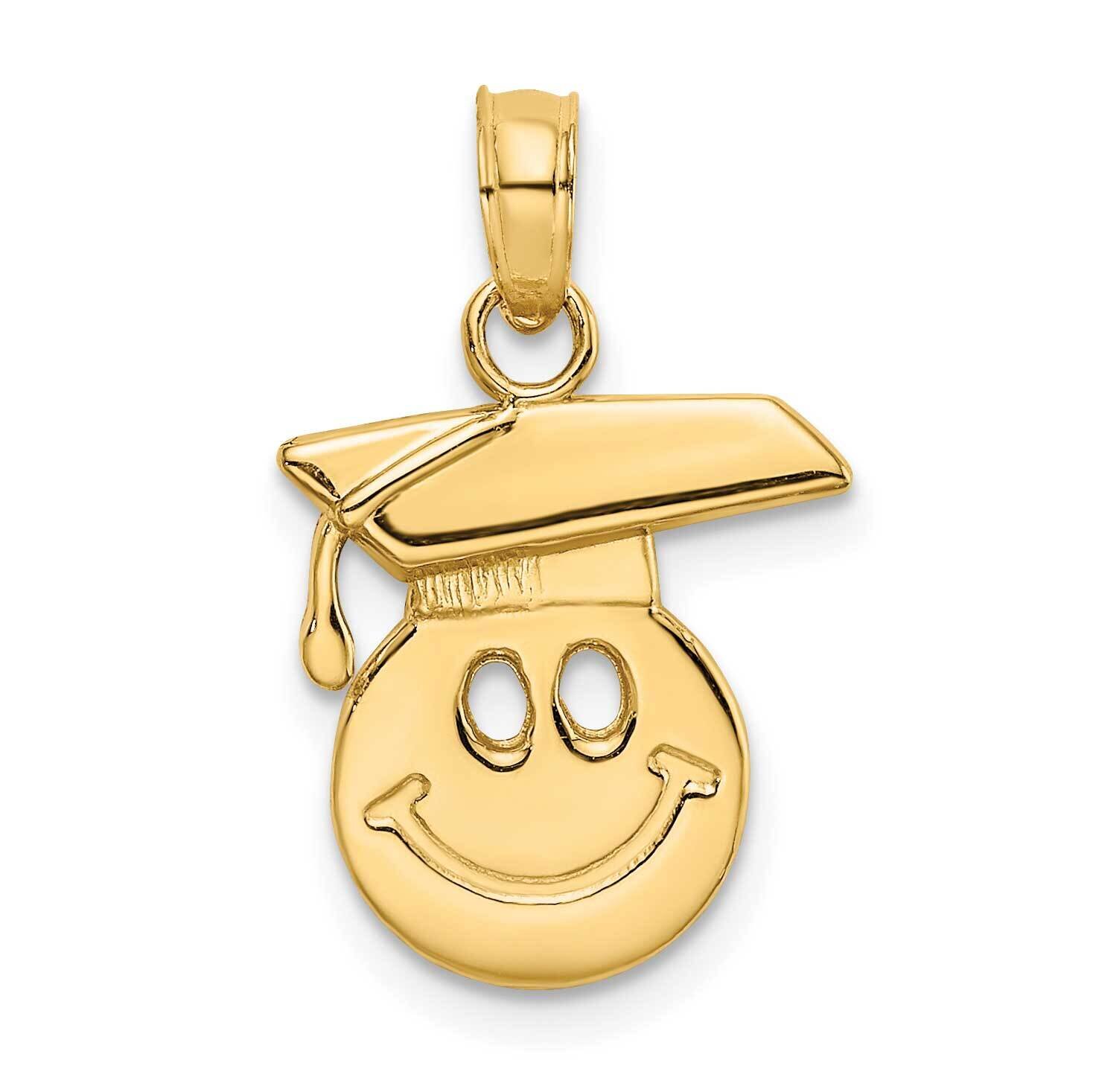 Smiley Face with Graduation Cap Charm 14k Gold Polished K7250