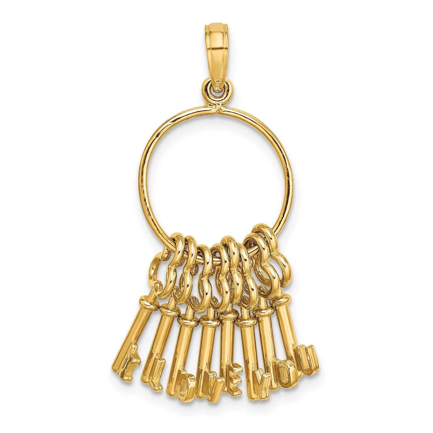 Moveable I Love You Key Chain Charm 14k Gold K7264, MPN: K7264, 637218076918