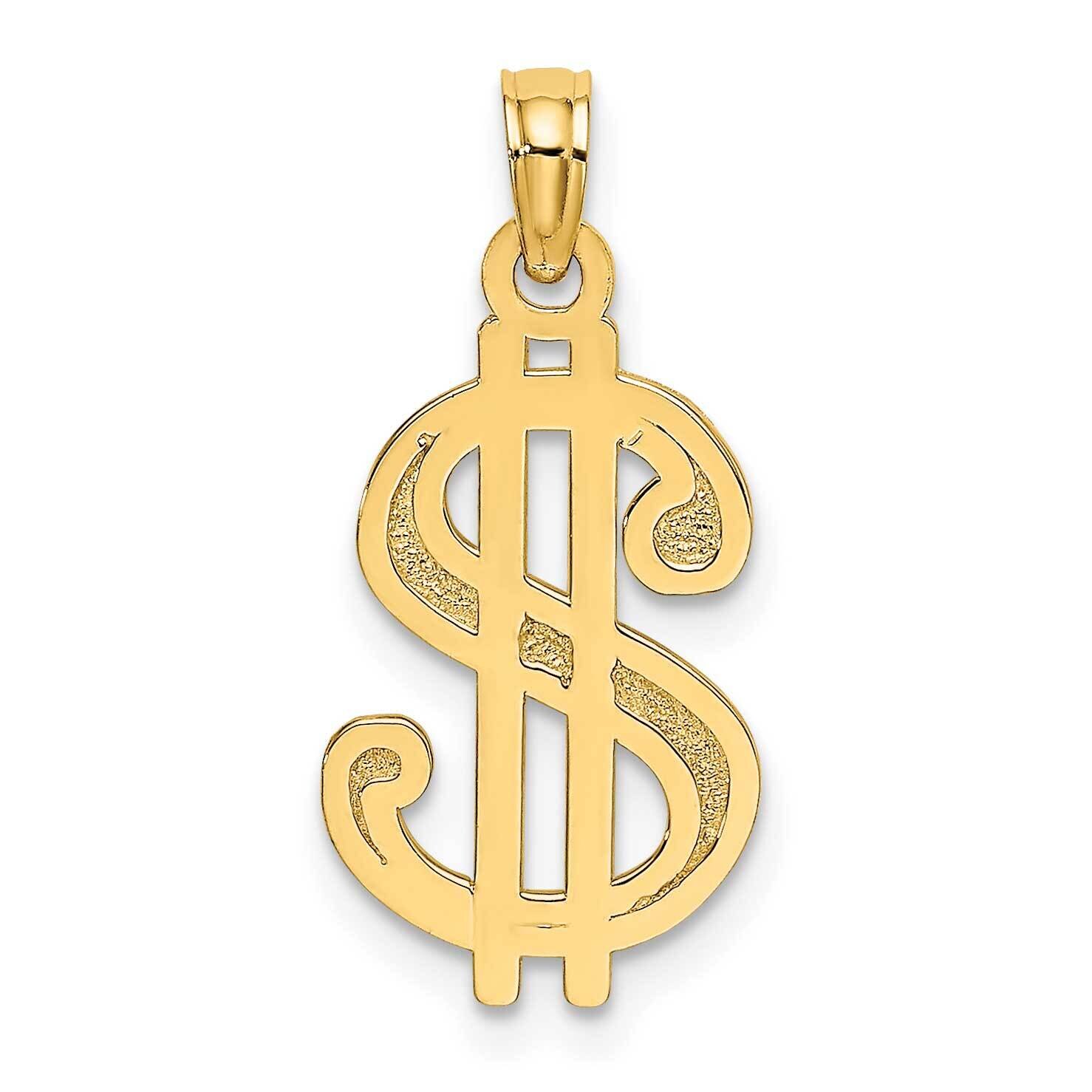 Dollar Sign Charm 14k Gold Textured K7272