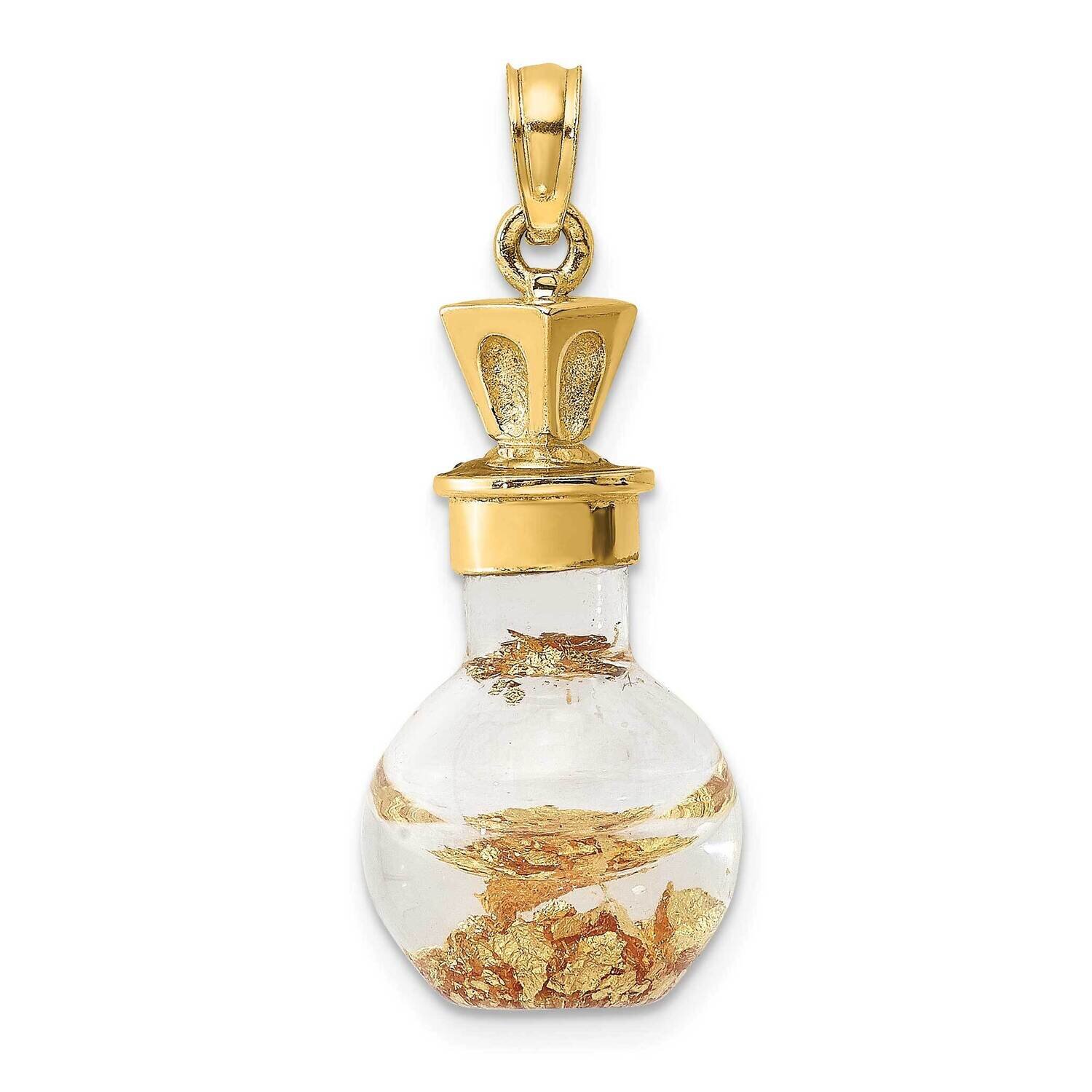 Gold Leaf In Bottle Charm 14k Gold 3-D K7273, MPN: K7273, 637218082933