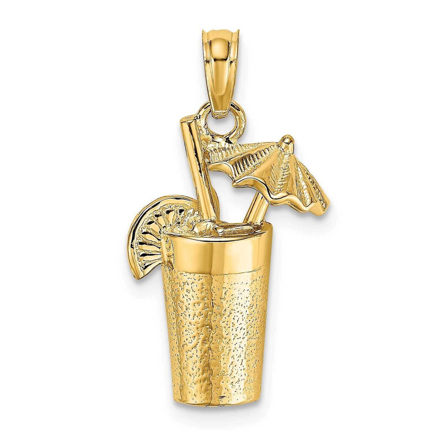 Cocktail Drink with Umbrella Charm 14k Gold 2-D K7275, MPN: K7275, 637218084487