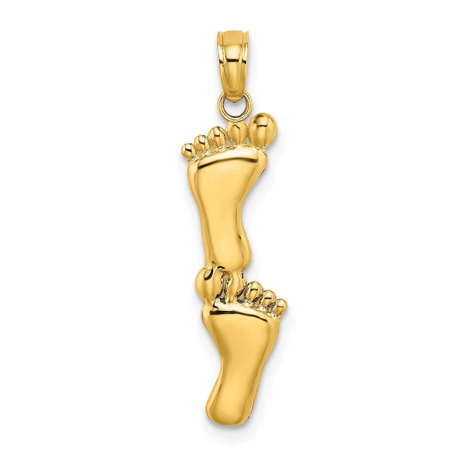 Double Vertical Feet Charm 14k Gold Polished K7279, MPN: K7279, 637218086542