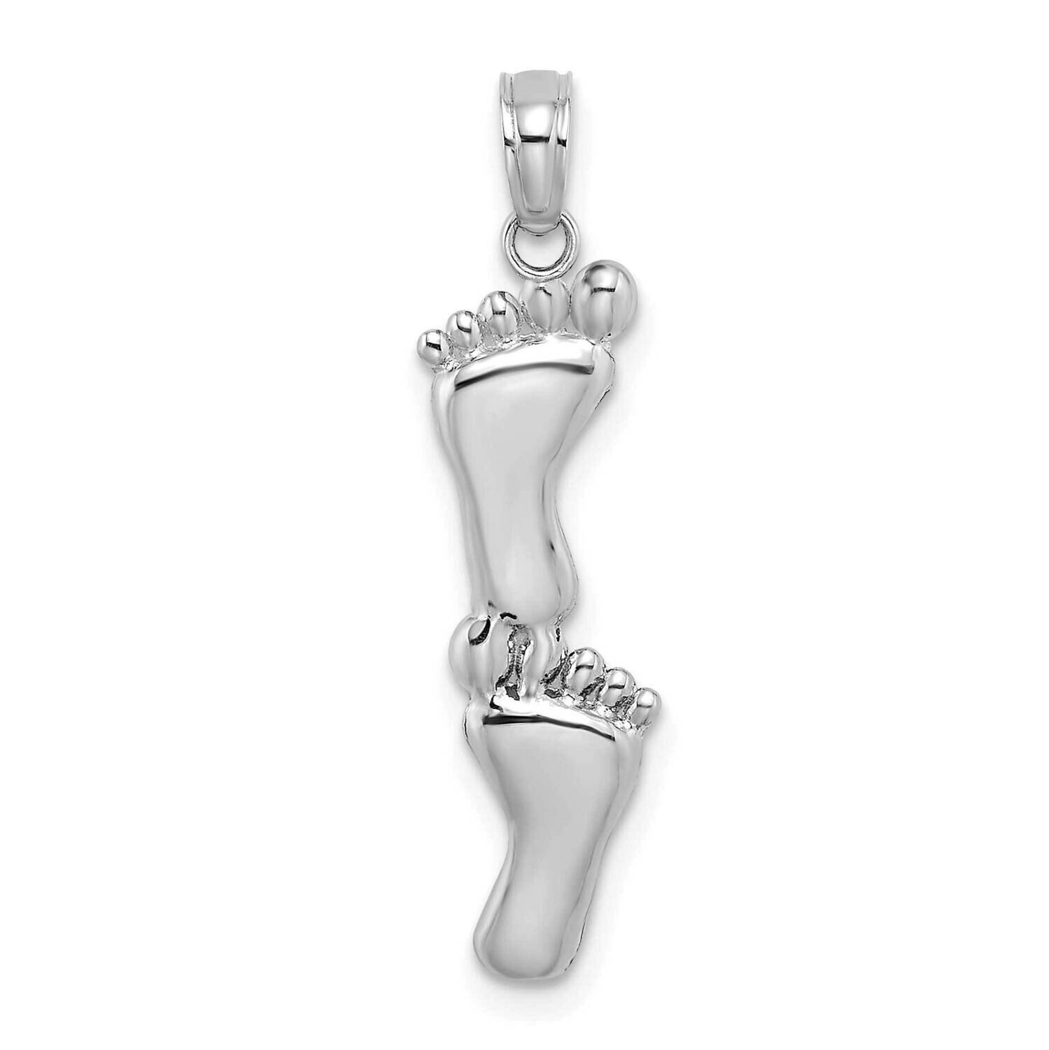 Double Vertical Feet Charm 14k White Gold Polished K7279W, MPN: K7279W, 196904089798