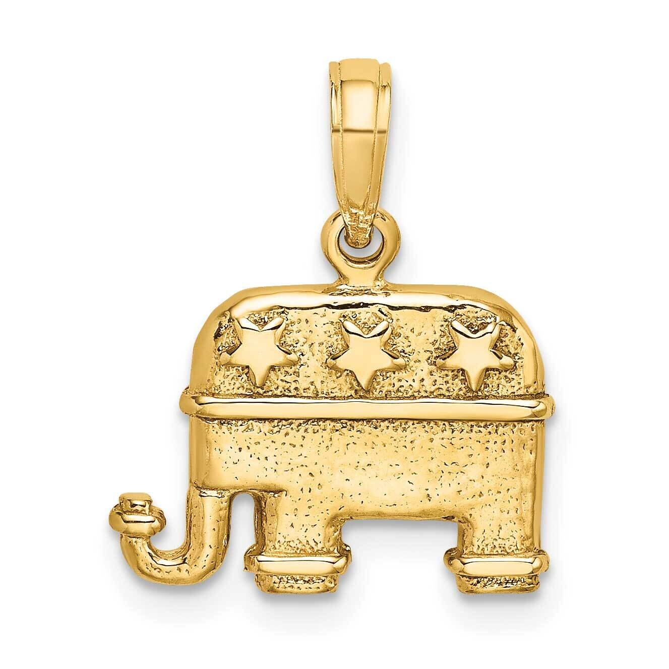 Textured Republican Elephant Charm 14k Gold 3-D K7300, MPN: K7300, 637218104697