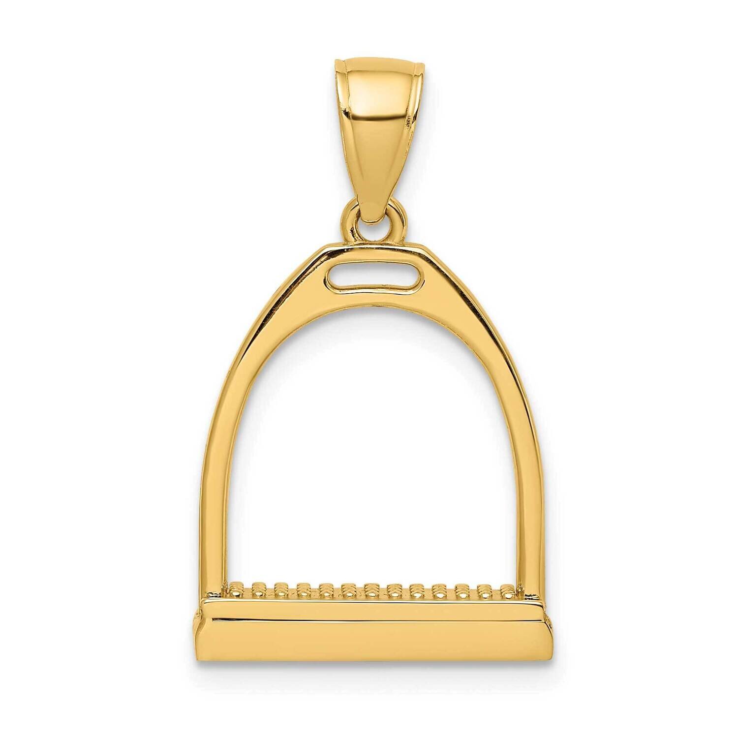 Polished Large Horse Stirrup Charm 14k Gold 3-D K7326, MPN: K7326, 637218178254