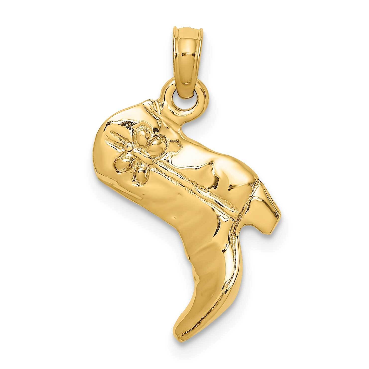 Cowboy Boot Charm 14k Gold 3-D K7331, MPN: K7331, 637218185054