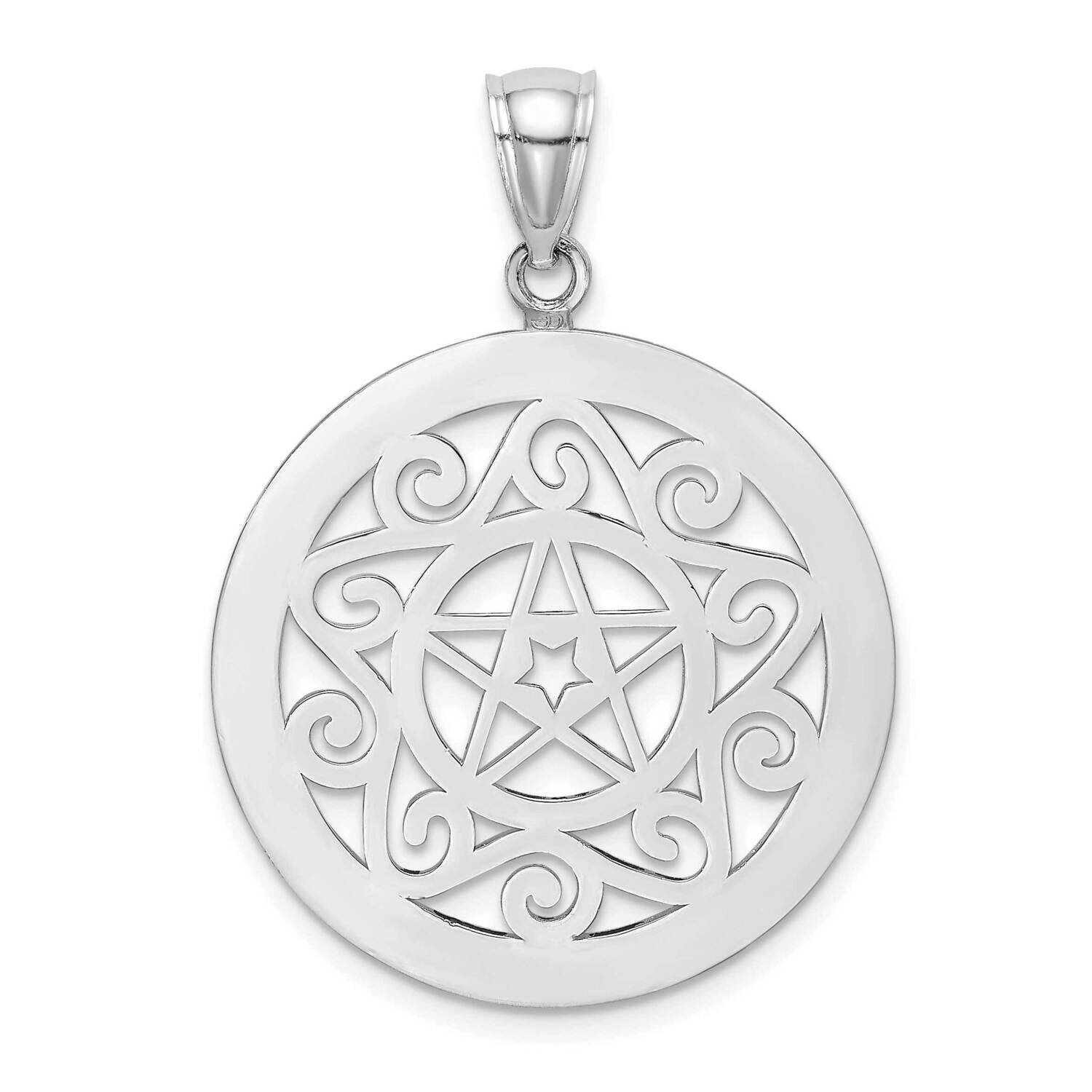 Tribal Star In Round Frame Gate Jewelry Charm 14k White Gold K7332W, MPN: K7332W, 637218133628