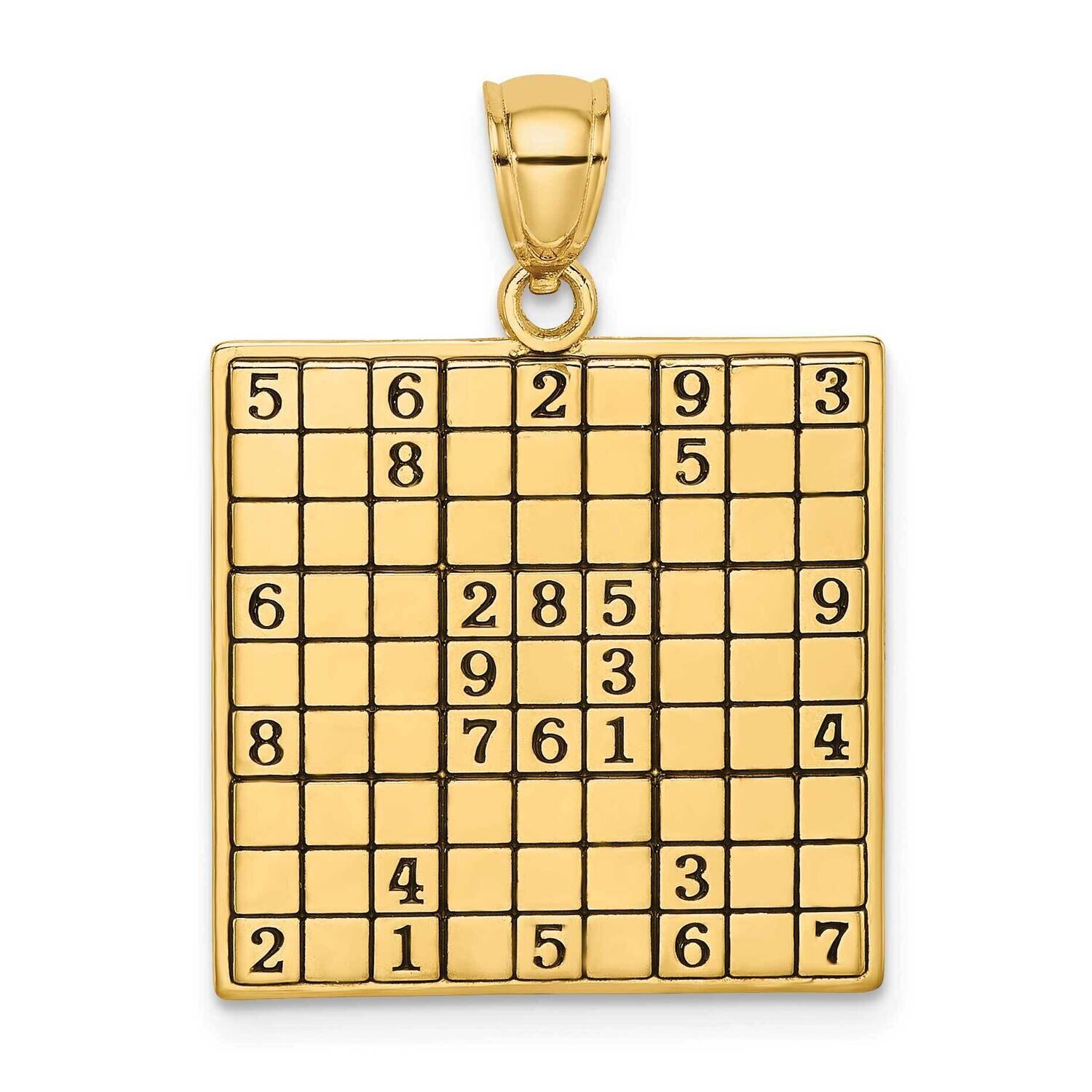 Antiqued Sudoku Game Board Charm 14k Gold Polished K7334, MPN: K7334, 637218130924
