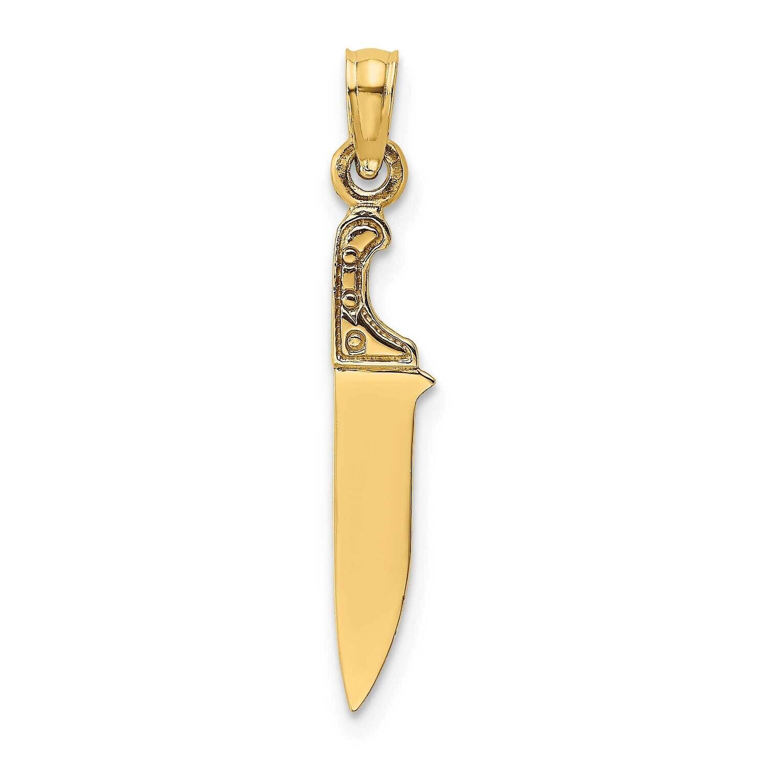 Polished Butcher Knife Charm 14k Gold 3-D K7343