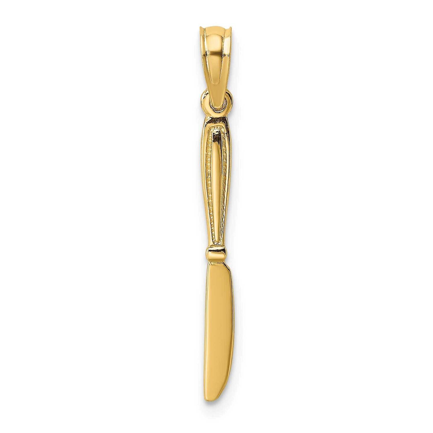 Polished Table Knife Charm 14k Gold 3-D K7344