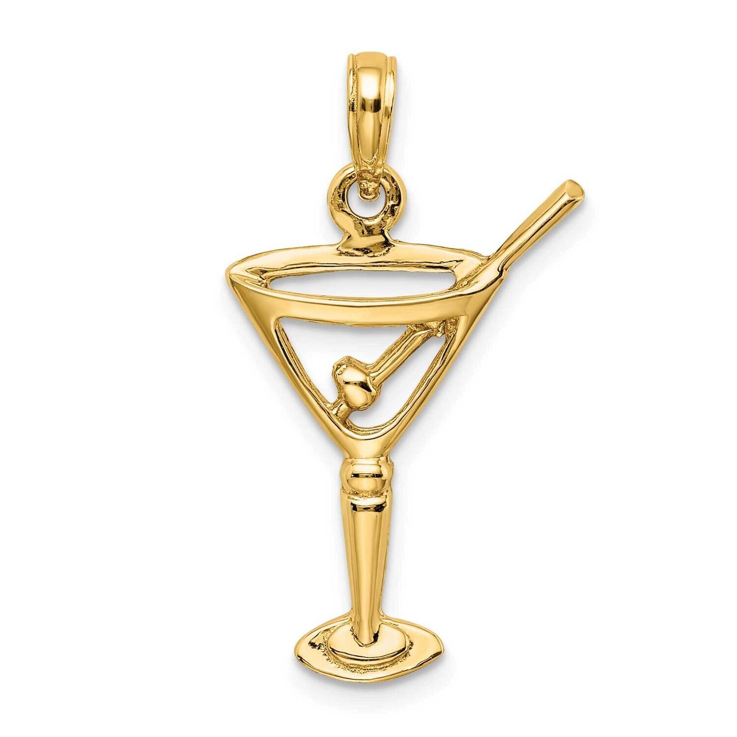 Cut-Out Martini with Olive Charm 14k Gold Polished K7349, MPN: K7349, 637218185092