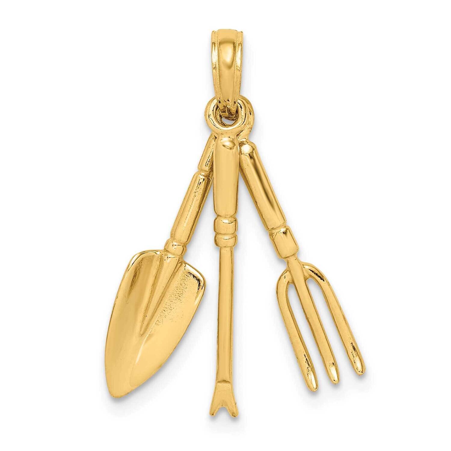 Moveable Garden Hand Tool Collection Charm 14k Gold 3-D K7350