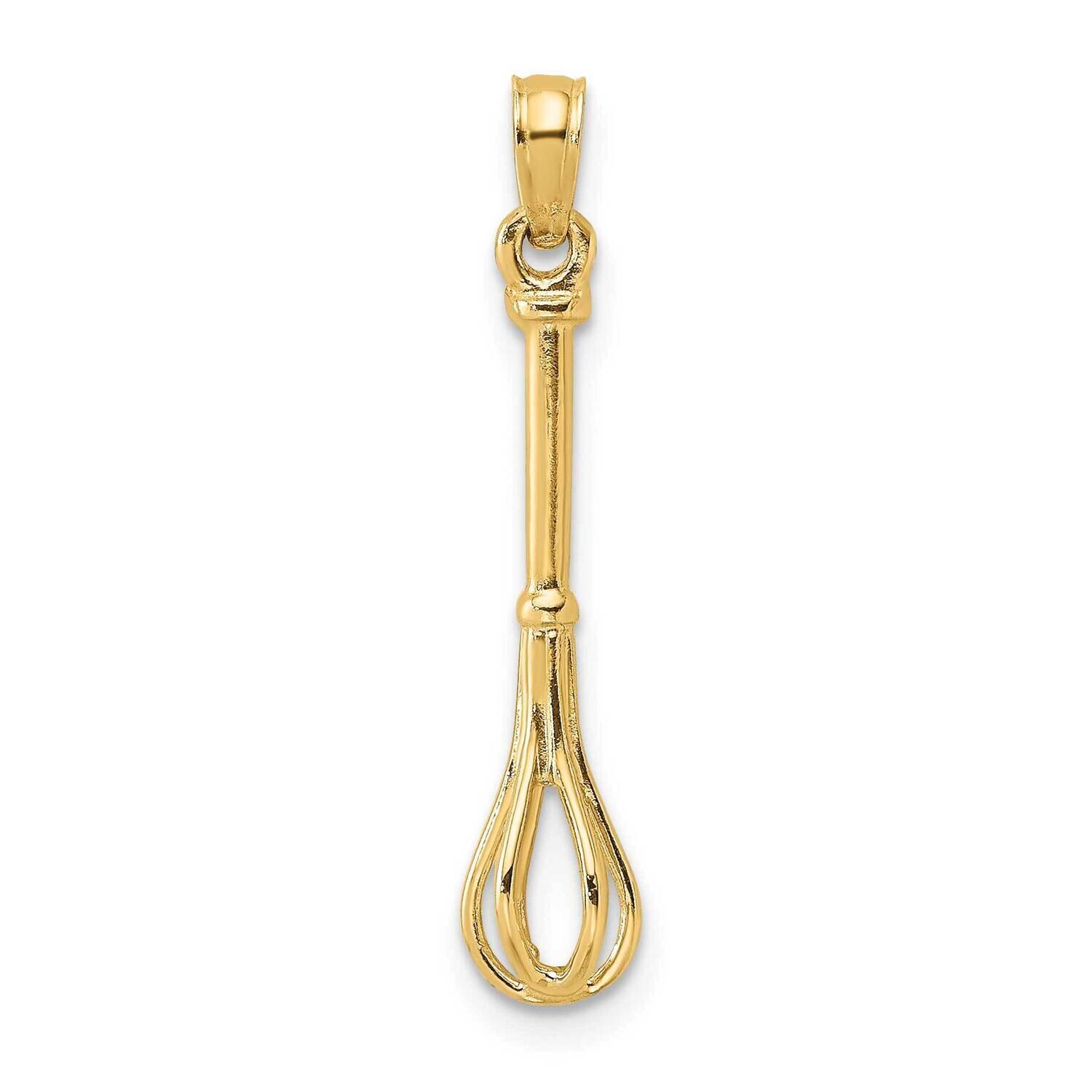 Polished Whisk Charm 14k Gold 3-D K7354, MPN: K7354, 637218139804