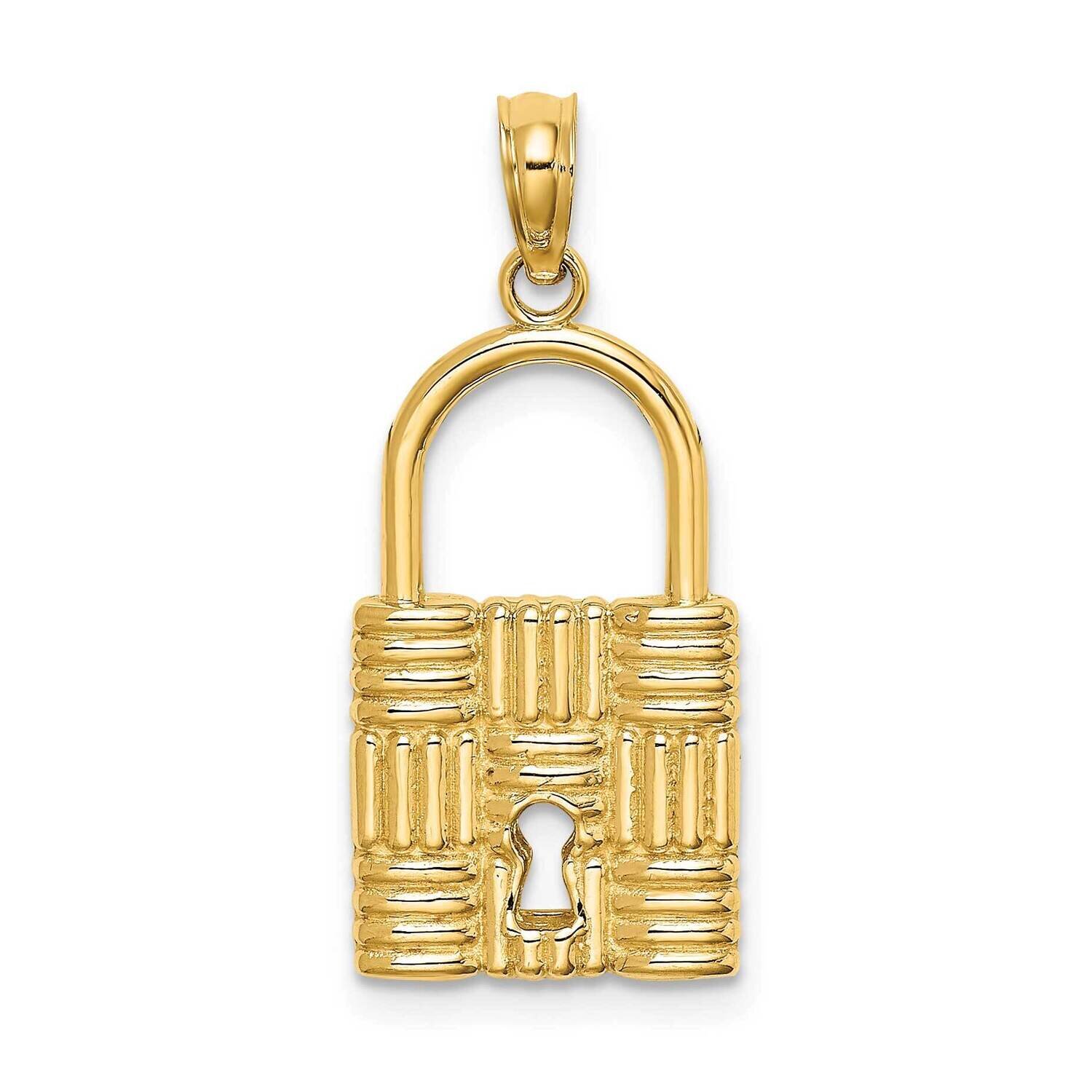 Padlock with Key Hole Charm 14k Gold 3-D K7356, MPN: K7356, 637218140572