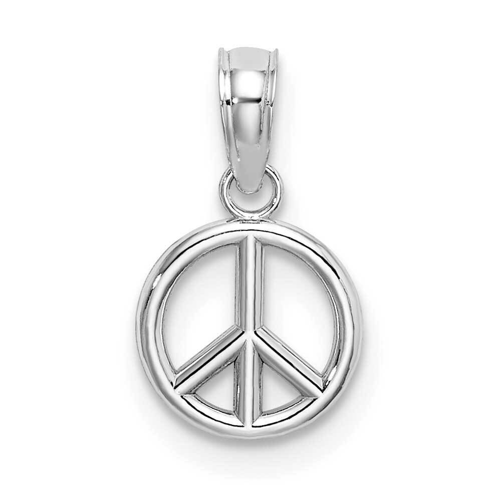 Peace Symbol Charm 14k White Gold 3-D K7357W