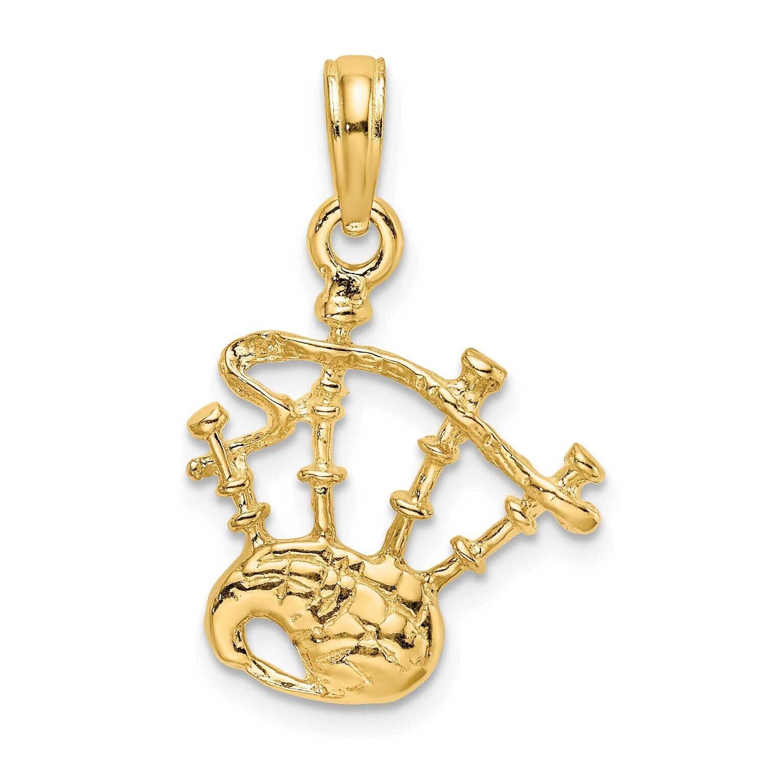 Bagpipes Charm 14k Gold 2-D K7362, MPN: K7362, 637218185139