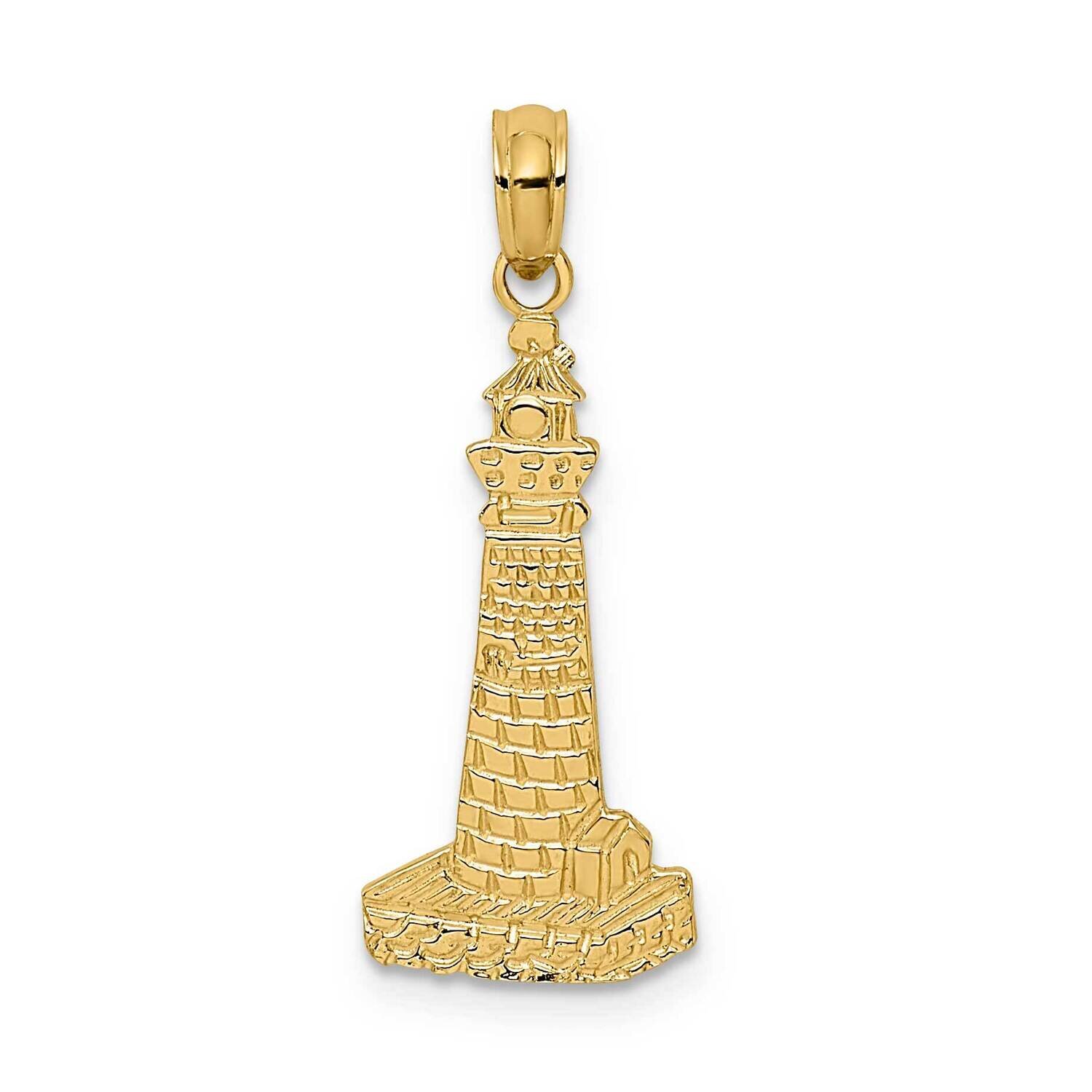 Flat Textured Lighthouse Charm 14k Gold K7378, MPN: K7378, 637218010547