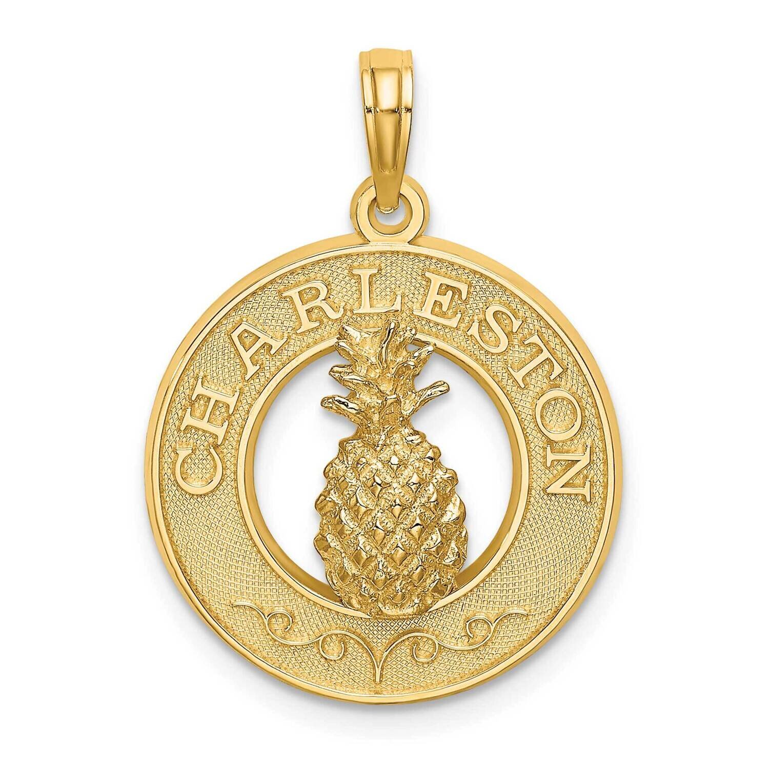 Charleston On Round Frame with Pineapple Charm 14k Gold K7386, MPN: K7386, 637218010660