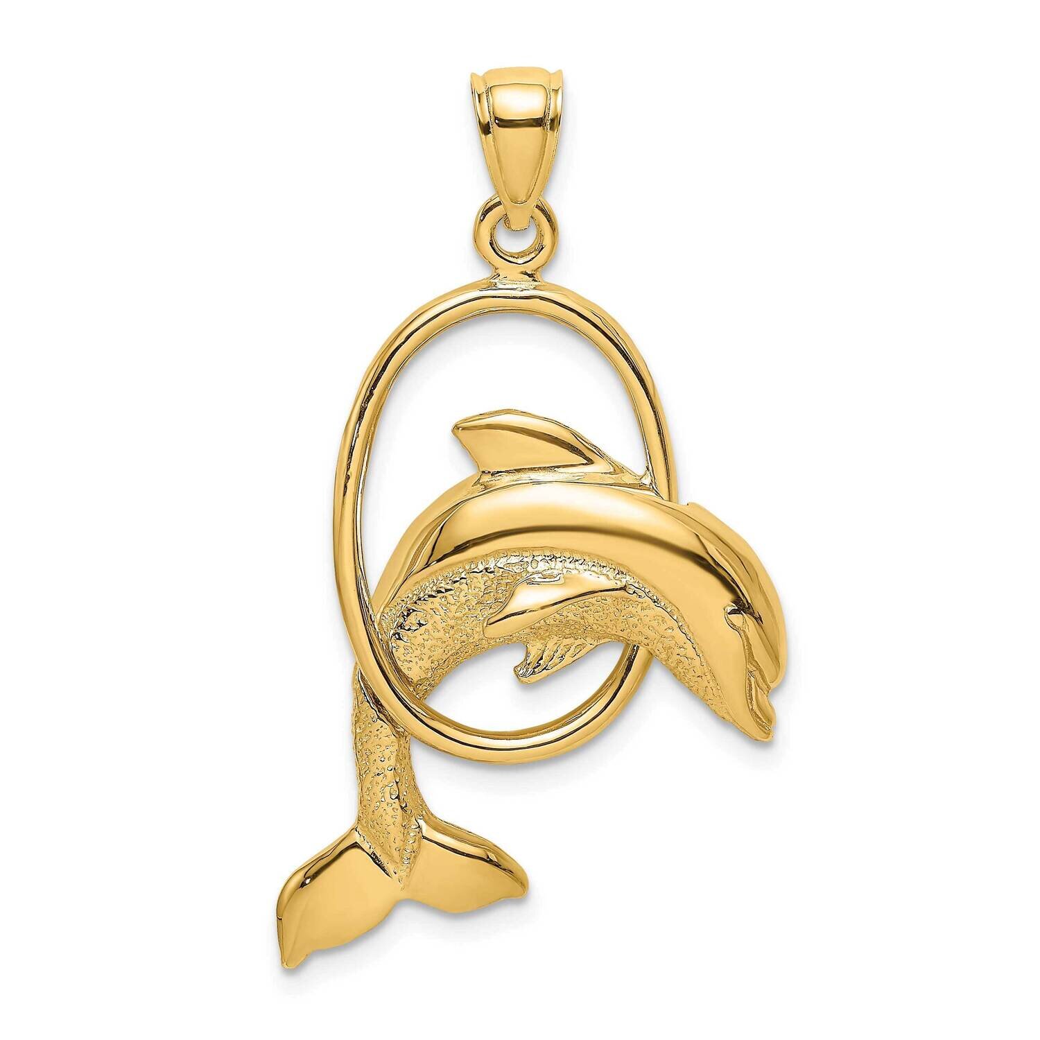 Dolphin Jumping Through Hoop Charm 14k Gold K7403, MPN: K7403, 637218010868