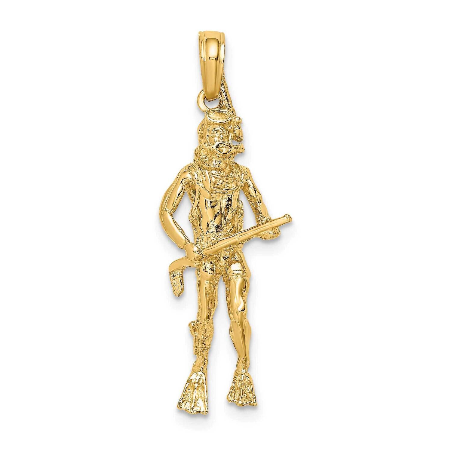 Scuba Diver Charm 14k Gold 3-D K7407, MPN: K7407, 637218010899